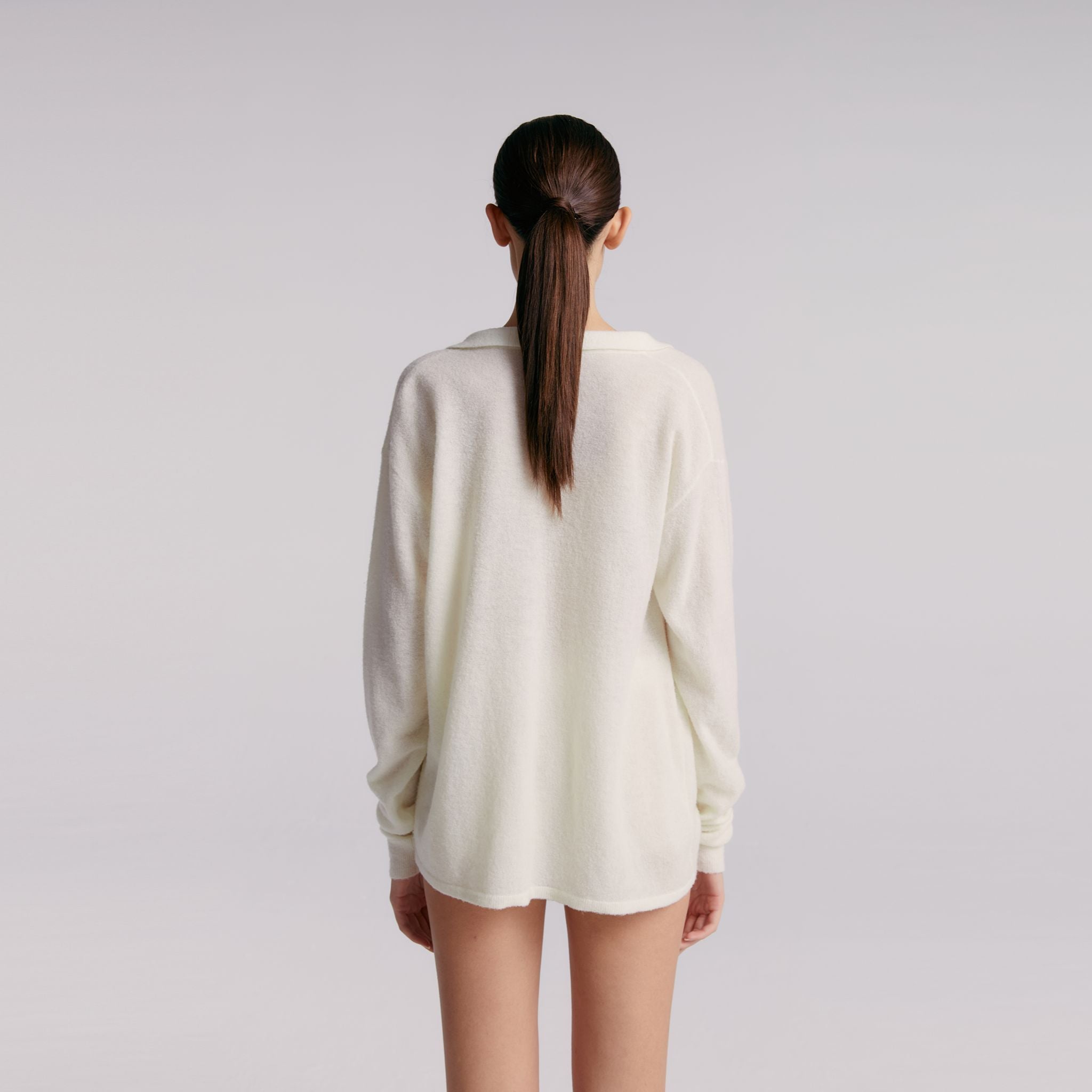 Loose Knitted Shirt,Snow White