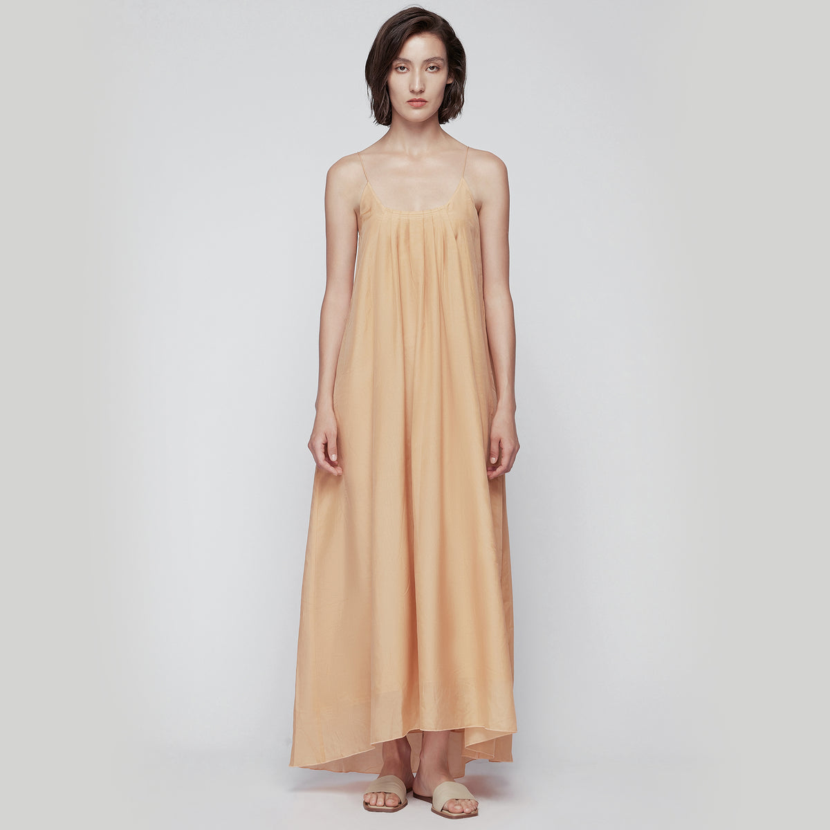 Open Back Silk-blend Maxi Dress,Coral