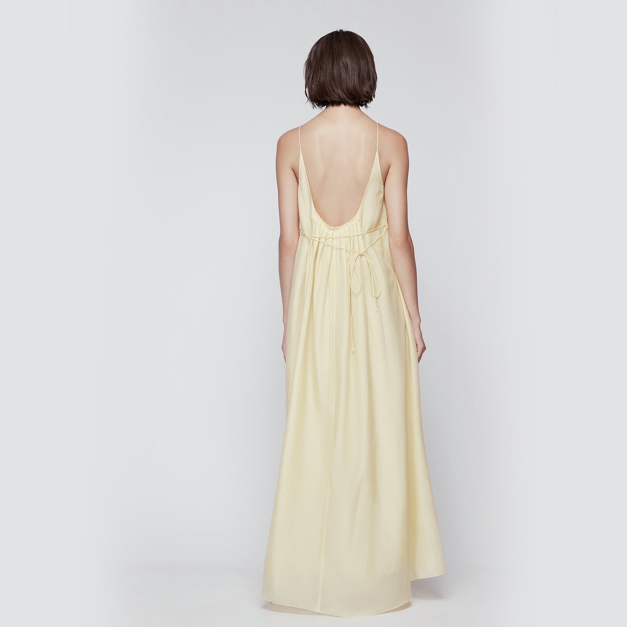 Open Back Silk-blend Maxi Dress,Bright Yellow