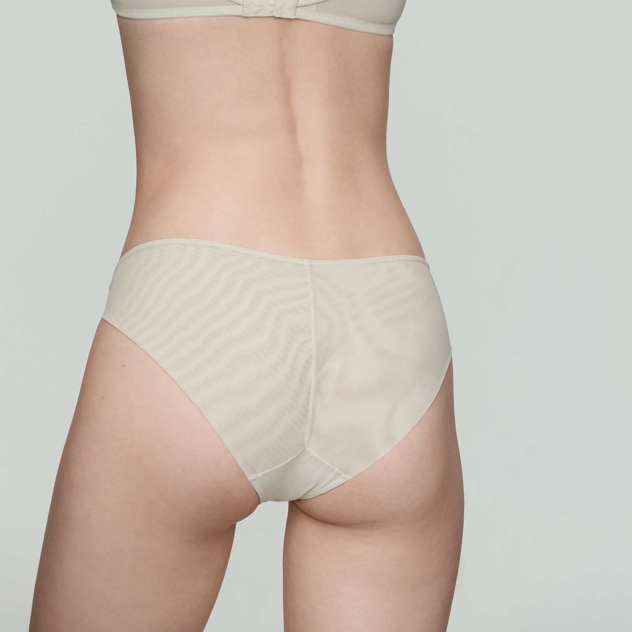 Mesh with Lace Mid-waist Briefs,White