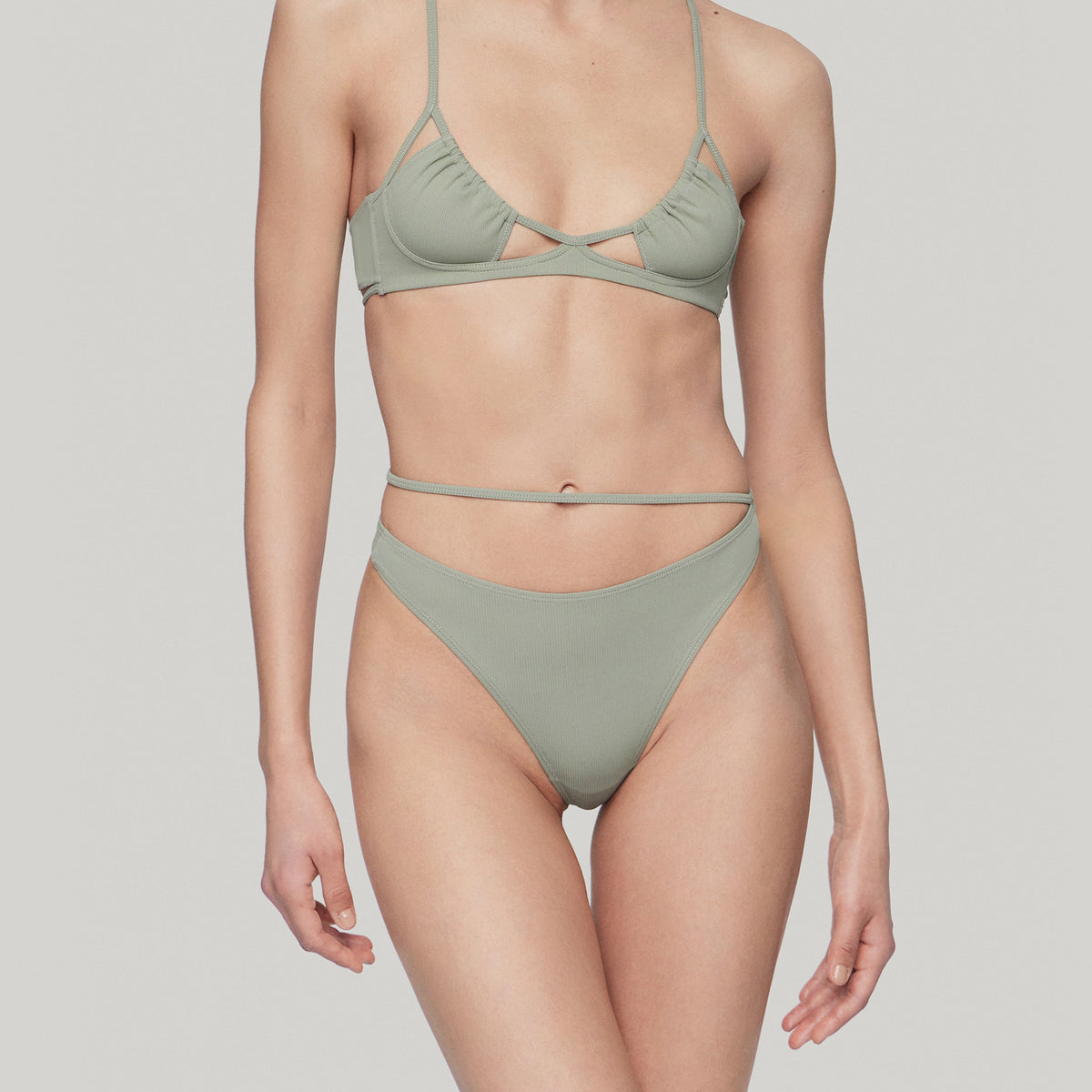 String Eco Mid-rise Briefs, Grey Blue