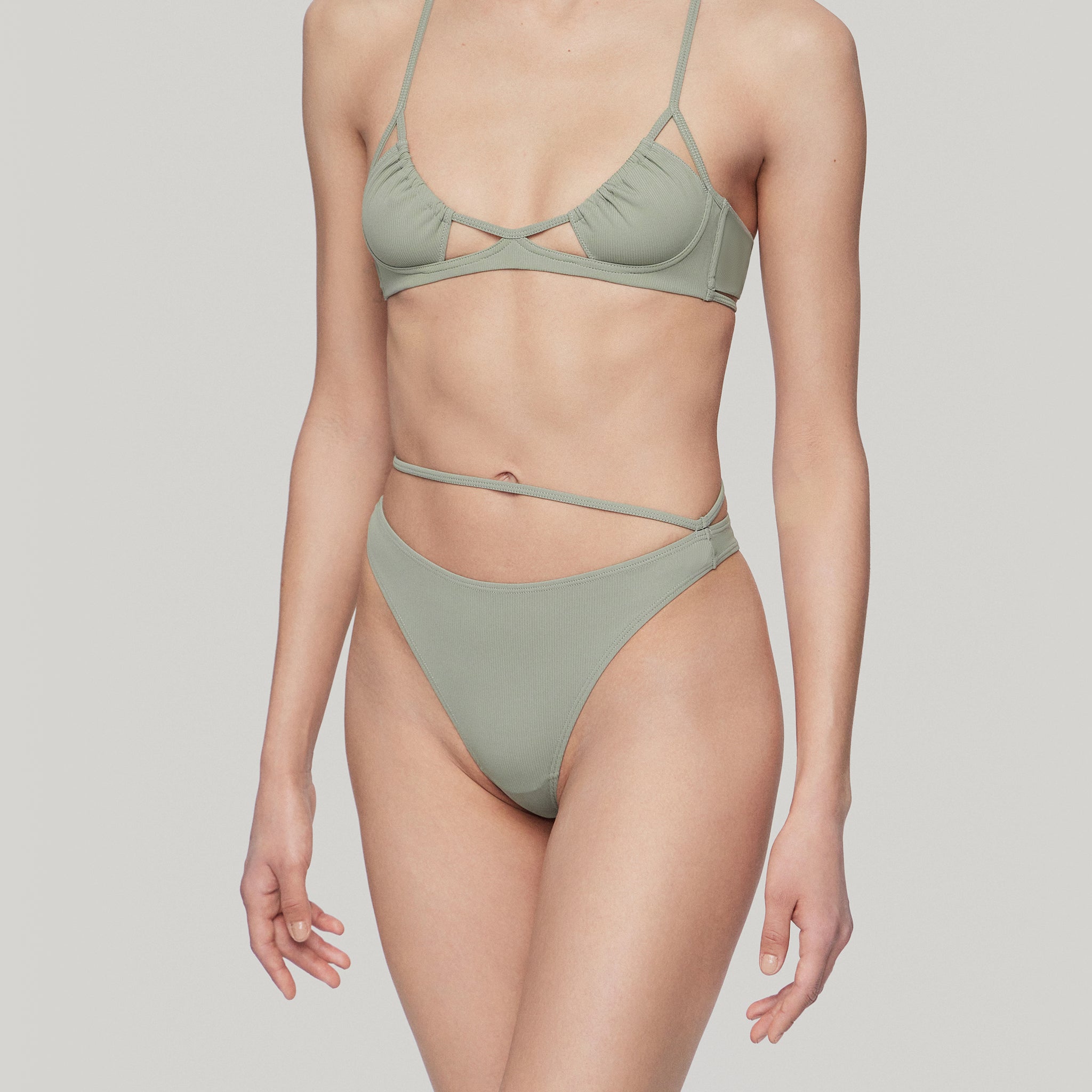String Eco Mid-rise Briefs, Grey Blue