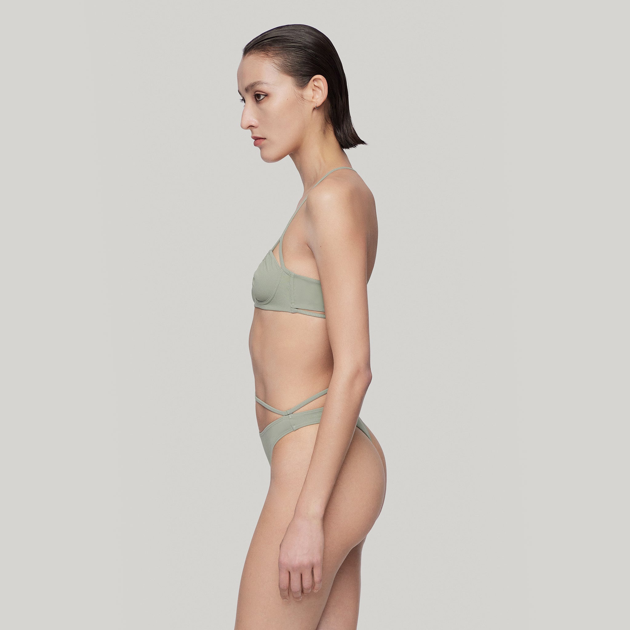 Eco Thin-Strap Bralette,Grey Blue