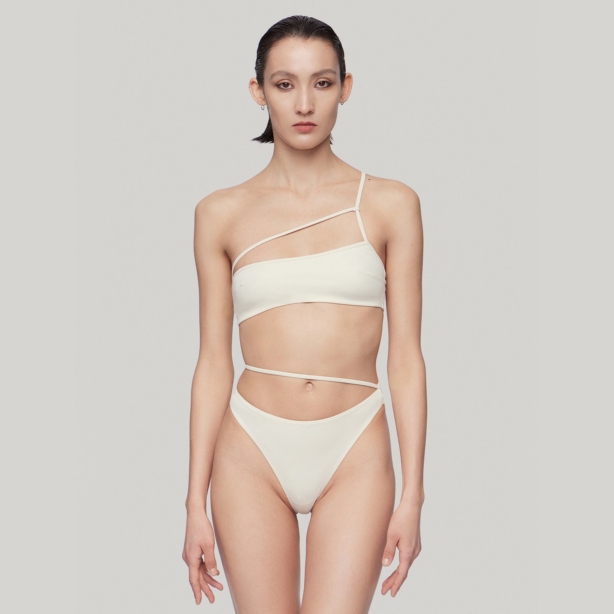 Eco Asymmetrical Strap Bralette,Sand