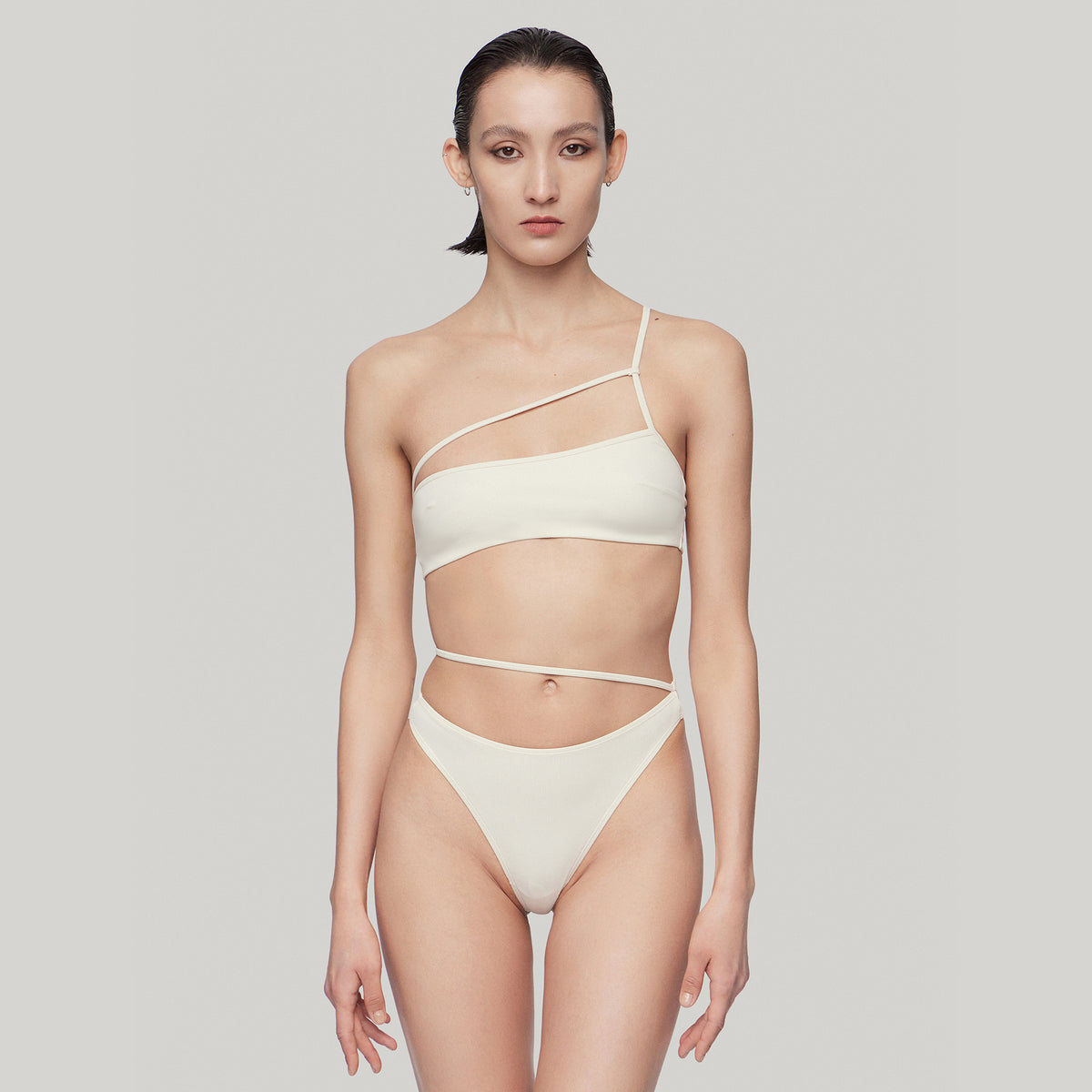 Eco Asymmetrical Strap Bralette,Sand