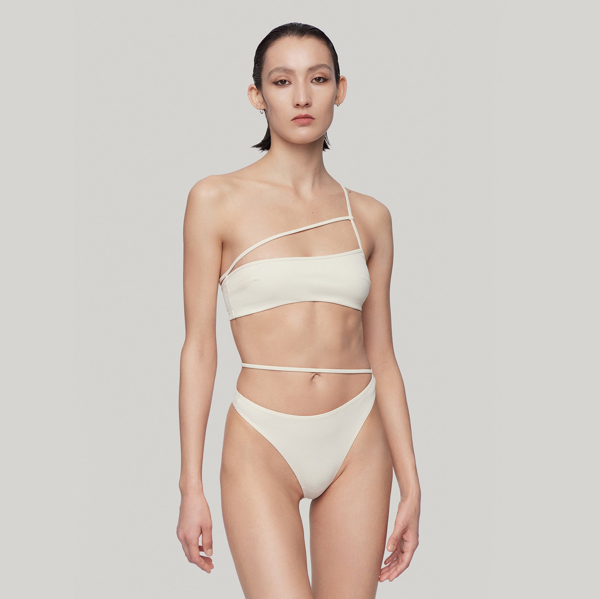 Eco Asymmetrical Strap Bralette,Sand