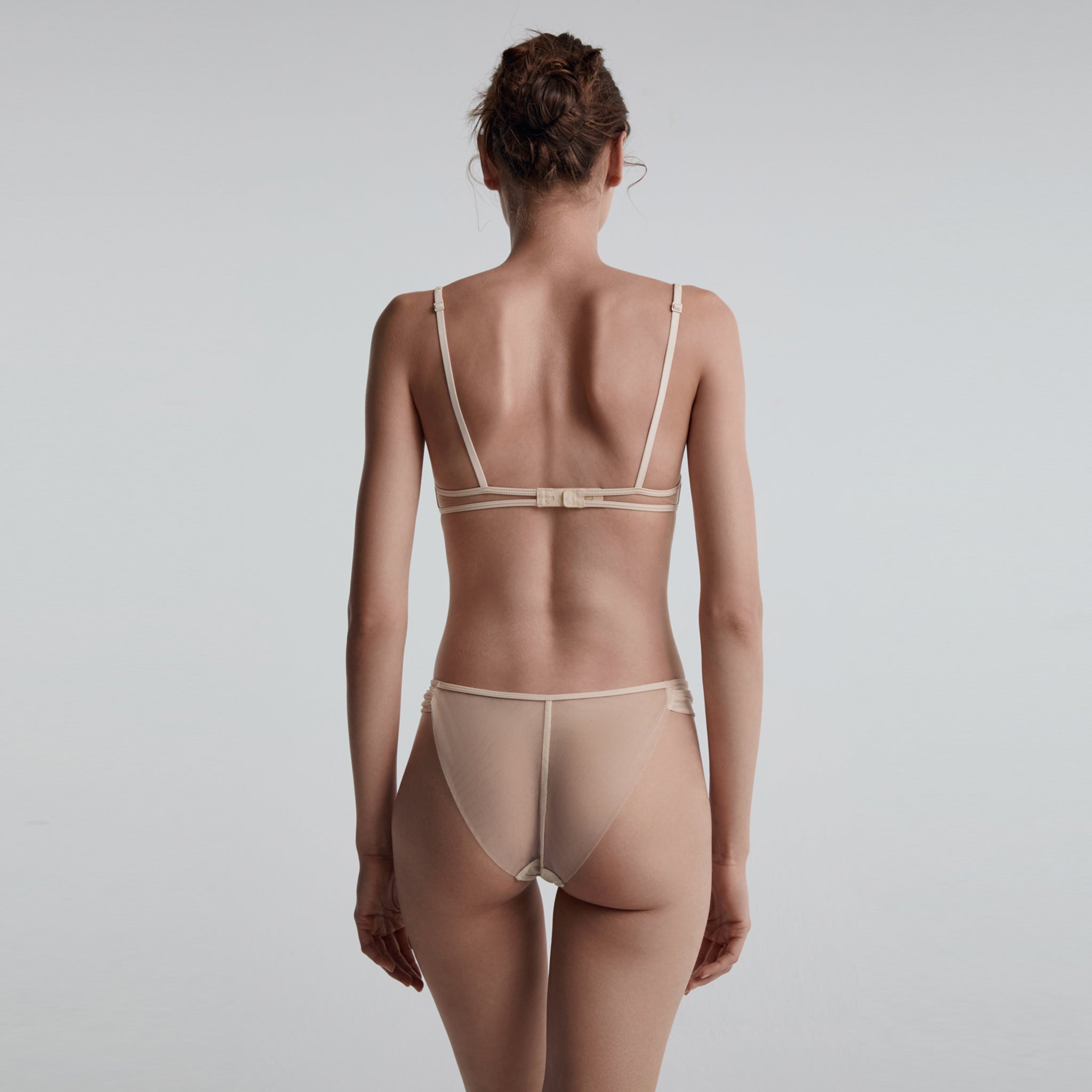 Silk-mesh Demi Underwire Bra, Ivory White