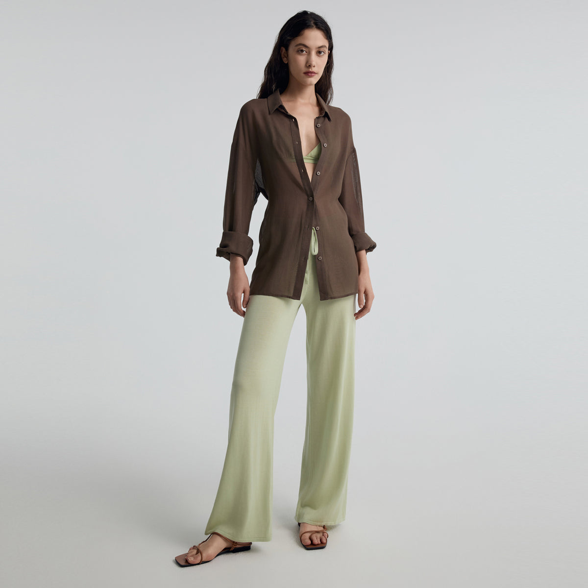 Open Back Shirt, Espresso