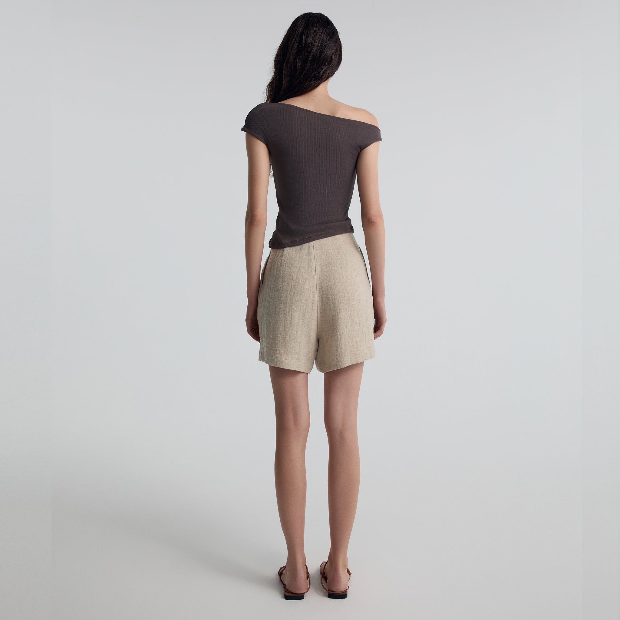 Asymmetric Ribbing T-shirt, Cold Grey