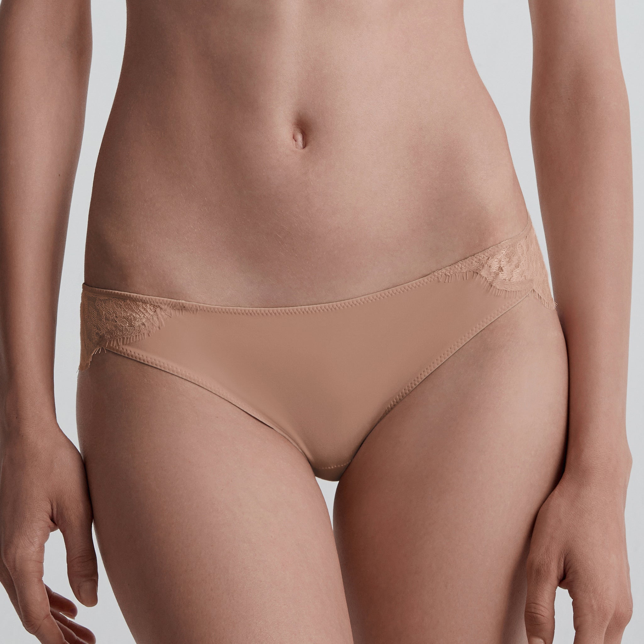 Leavers Eyelash Lace Low-rise Brief, Cinnamon