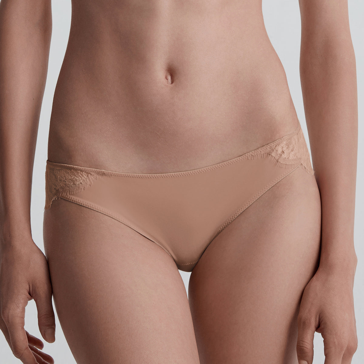 Leavers Eyelash Lace Low-rise Brief, Cinnamon