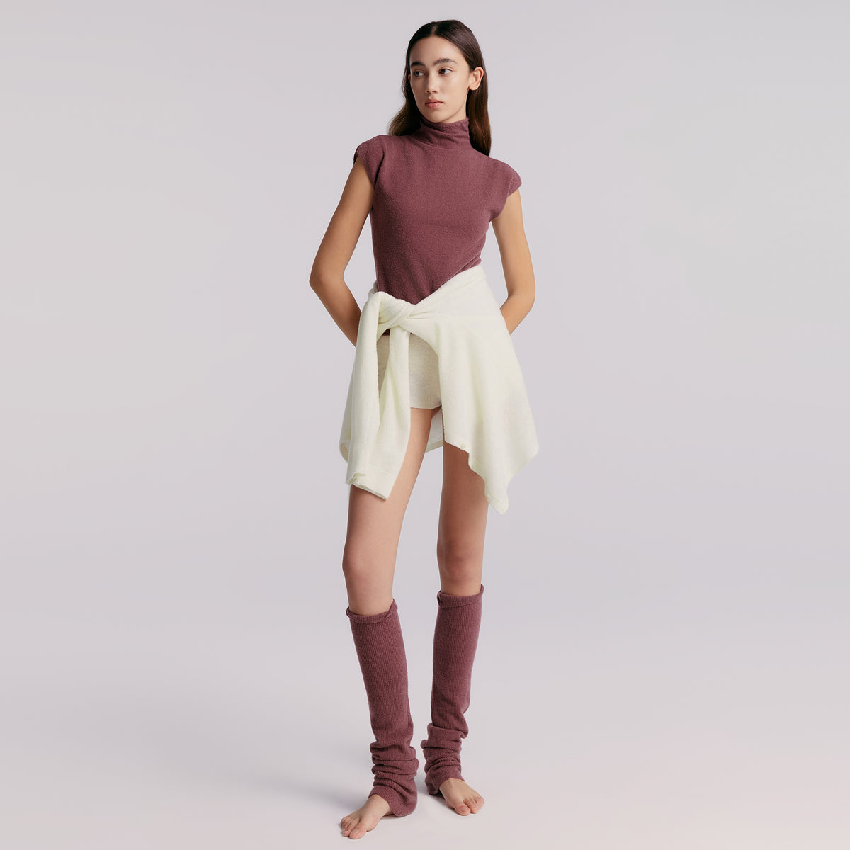 Sleeveless Sweater with Turtleneck,Grape-Purple