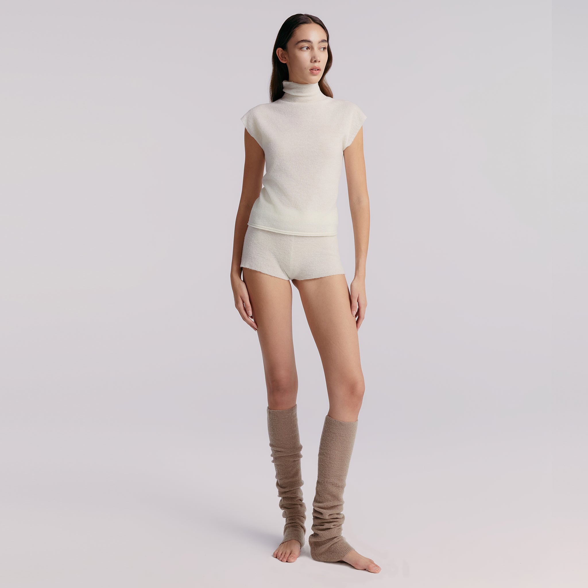 Sleeveless Sweater with Turtleneck,Snow-White