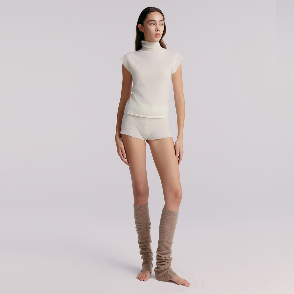 Sleeveless Sweater with Turtleneck,Snow-White