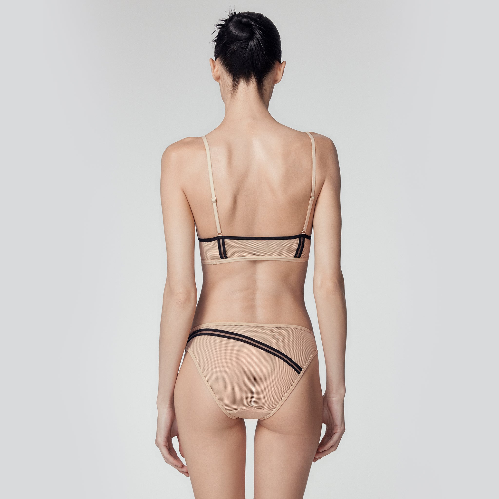 Fishnet Asymmetrical Mid-rise Brief, Ceram-Skin