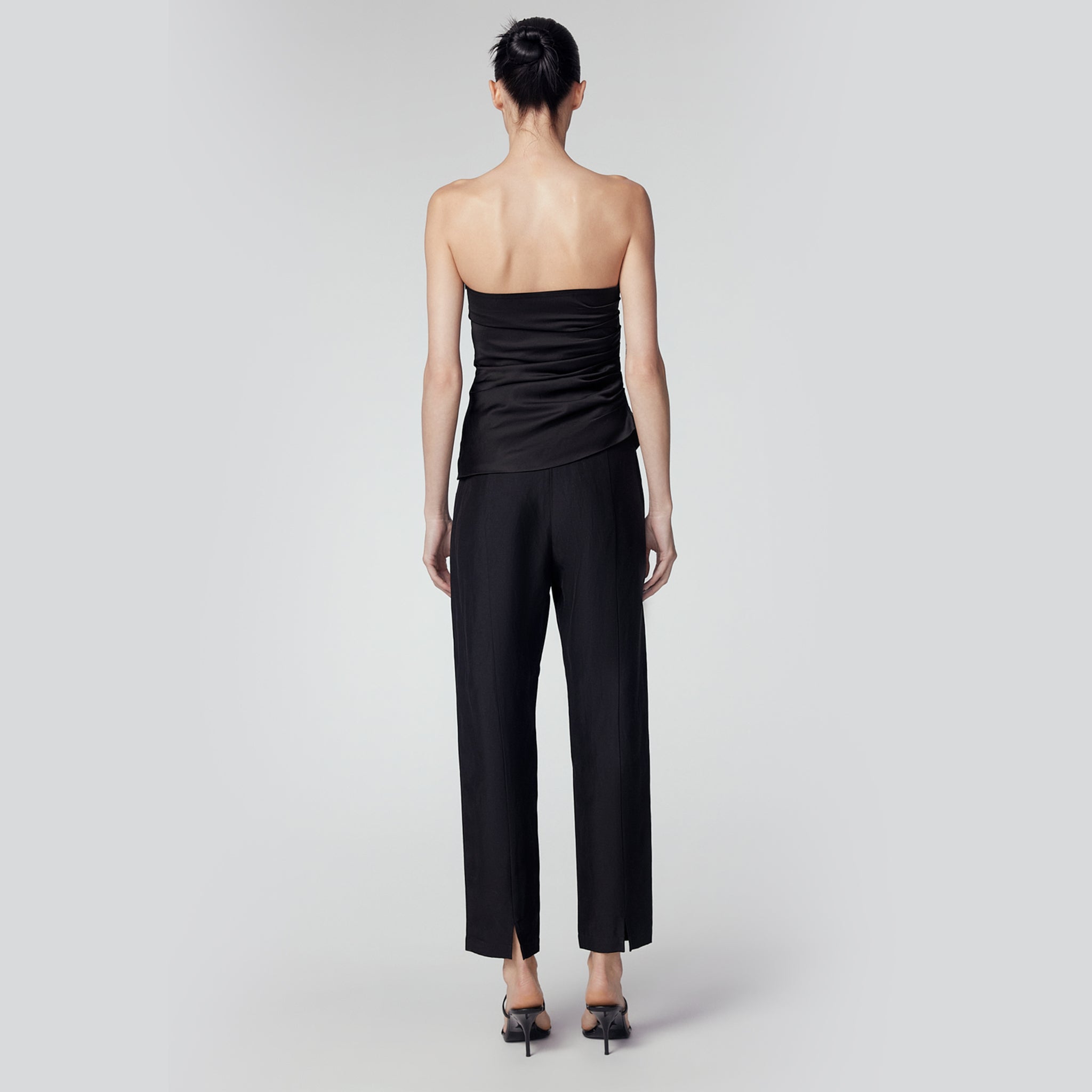 One-Side Gathering Tube-Top, Black