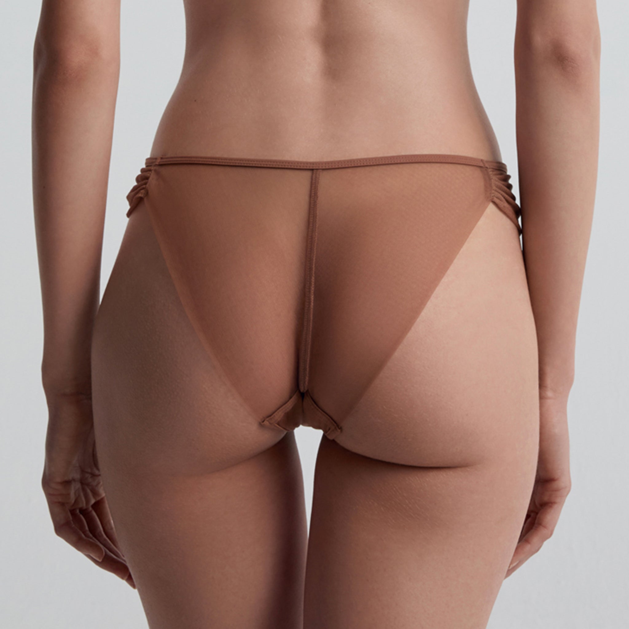 Silk-mesh Mid-rise Brief, Toffee