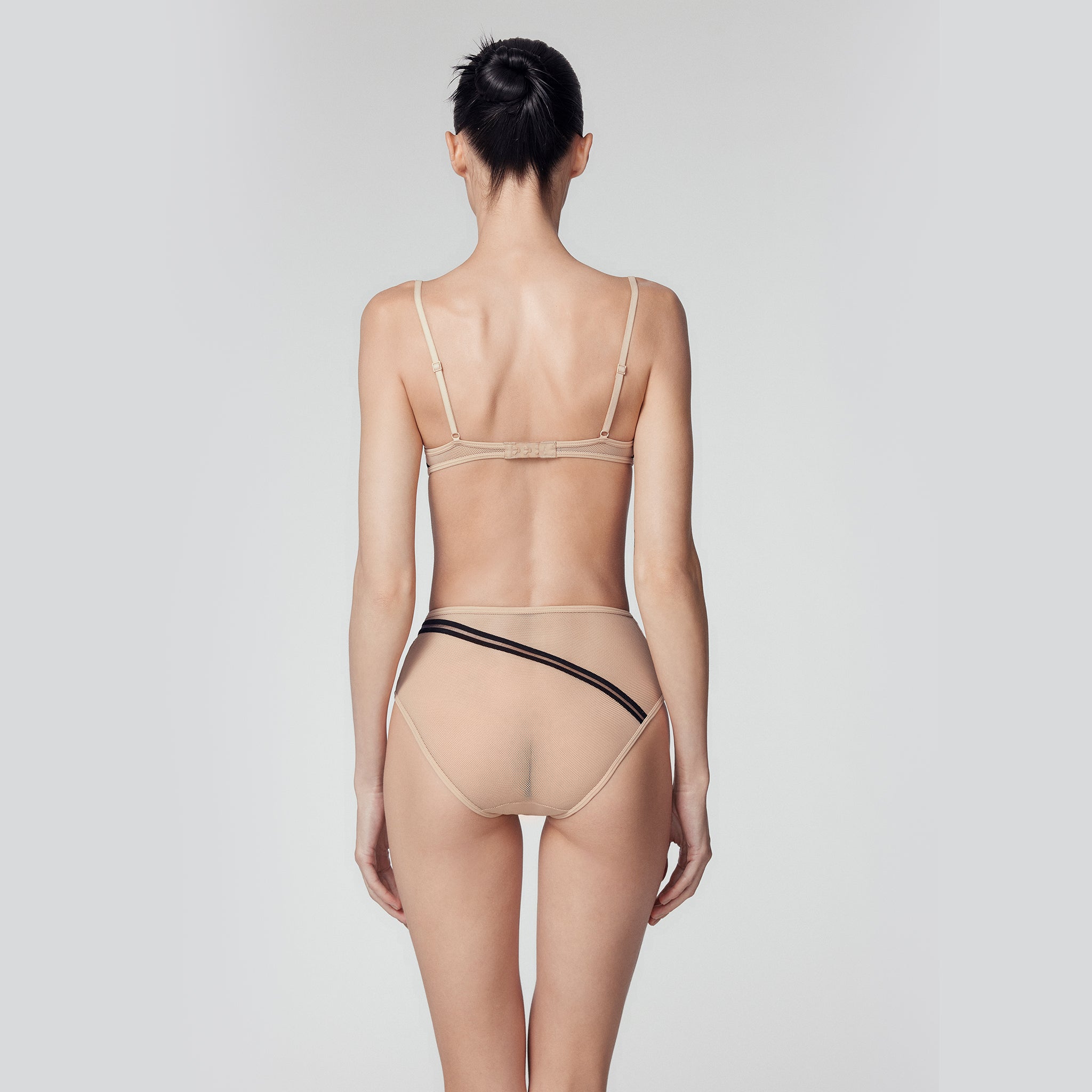Fishnet Asymmetrical High-rise Brief, Ceram-Skin