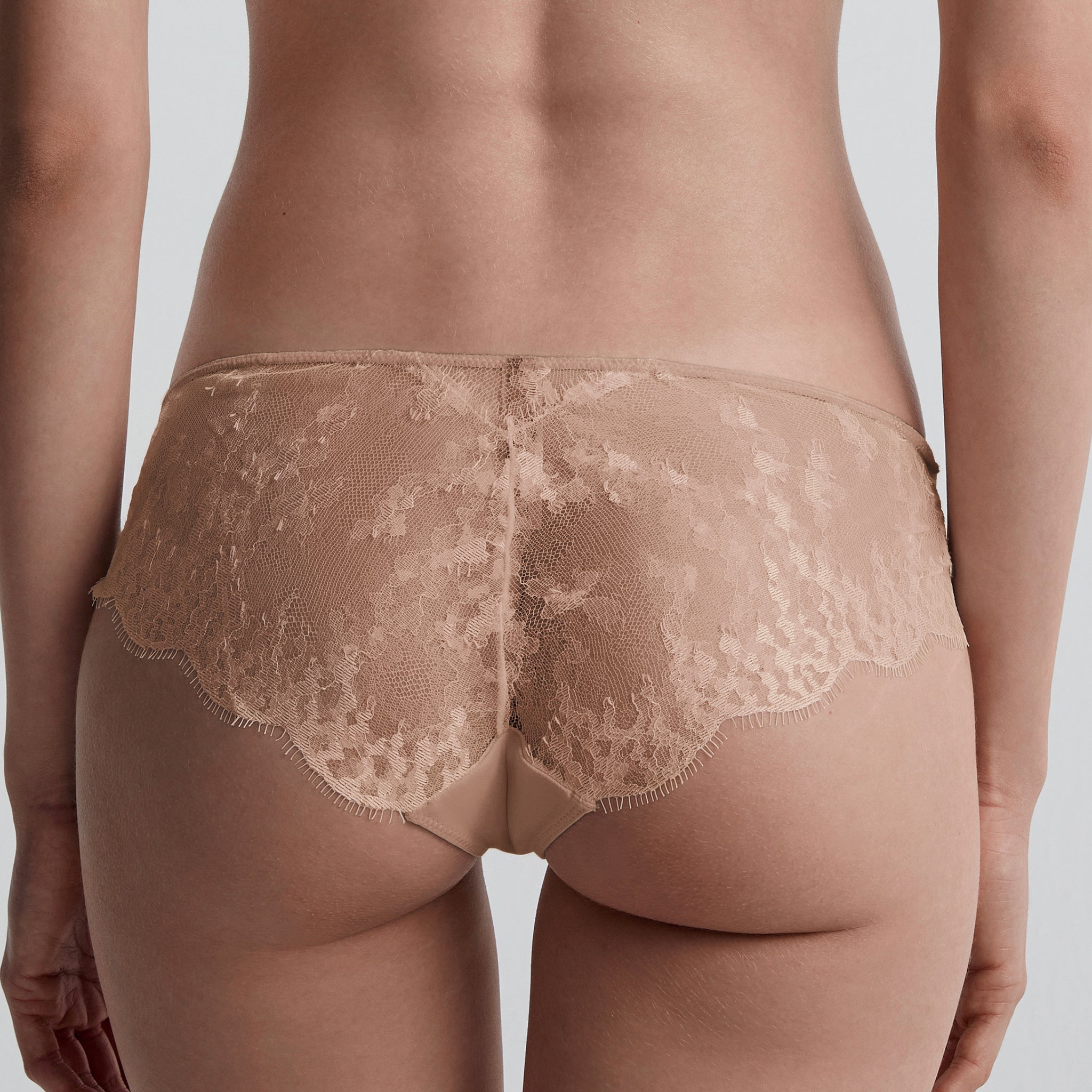 Leavers Eyelash Lace Low-rise Brief, Cinnamon
