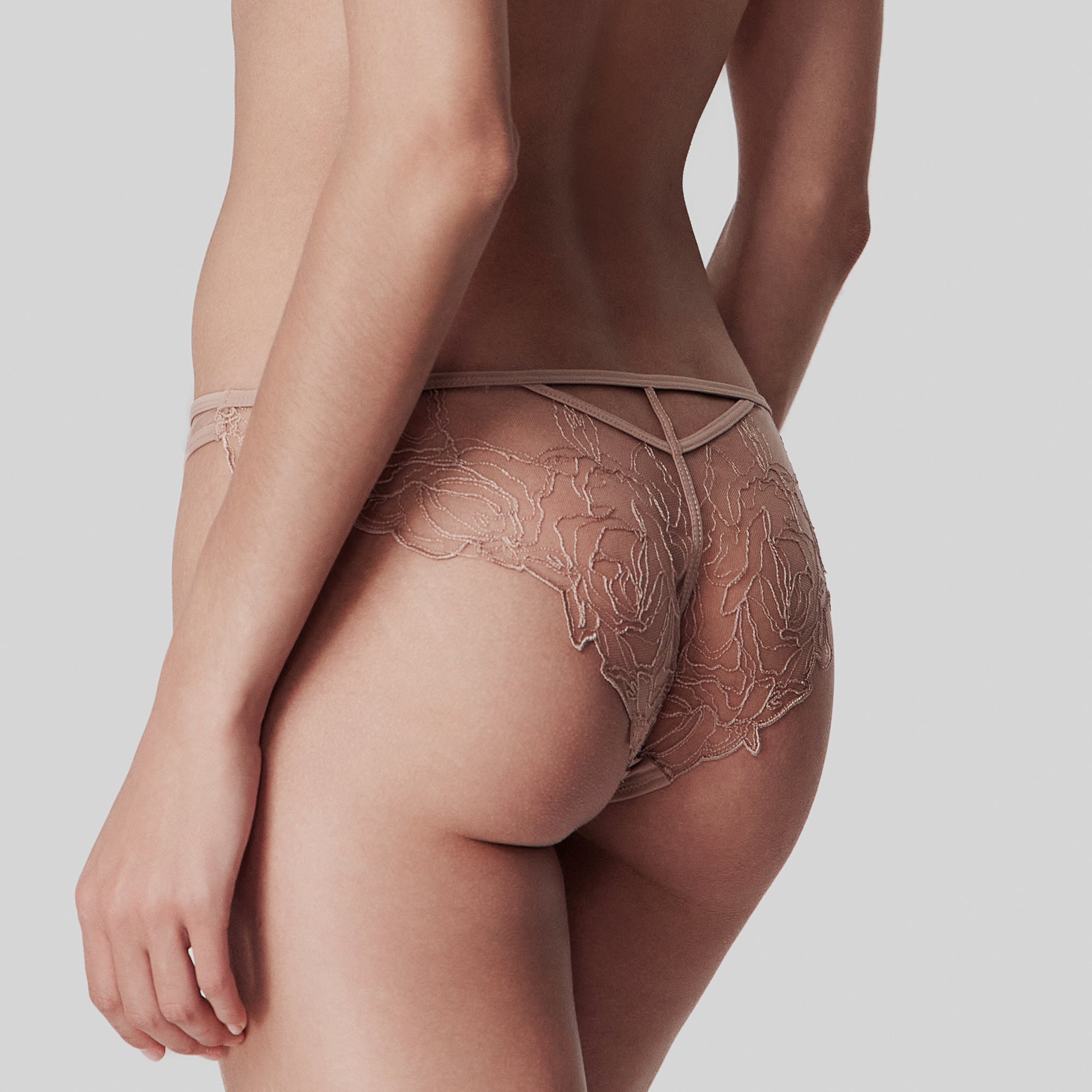 Embroidery Mid-rise Briefs,Skin-pink