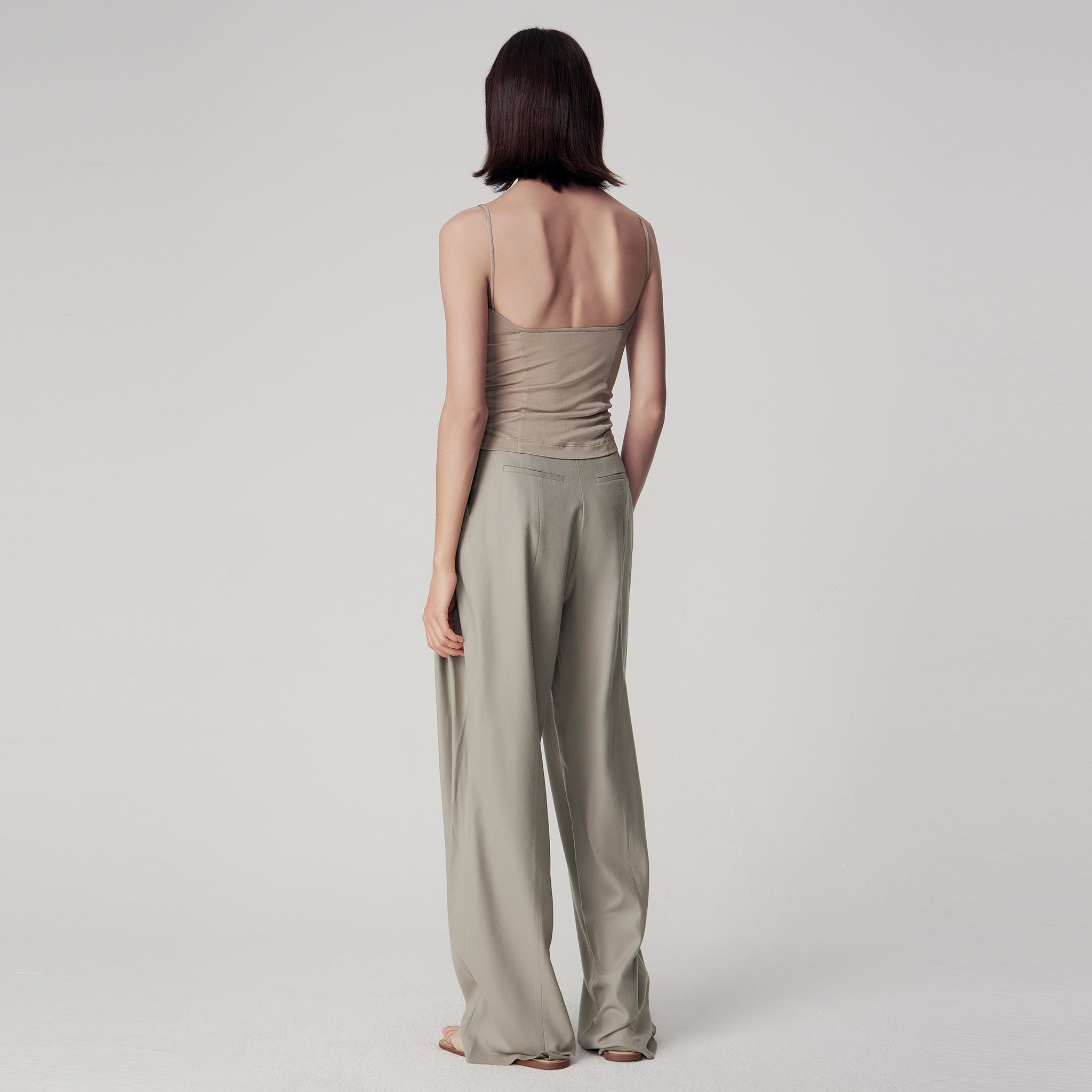 Front Gathering Camisole,Moss Green
