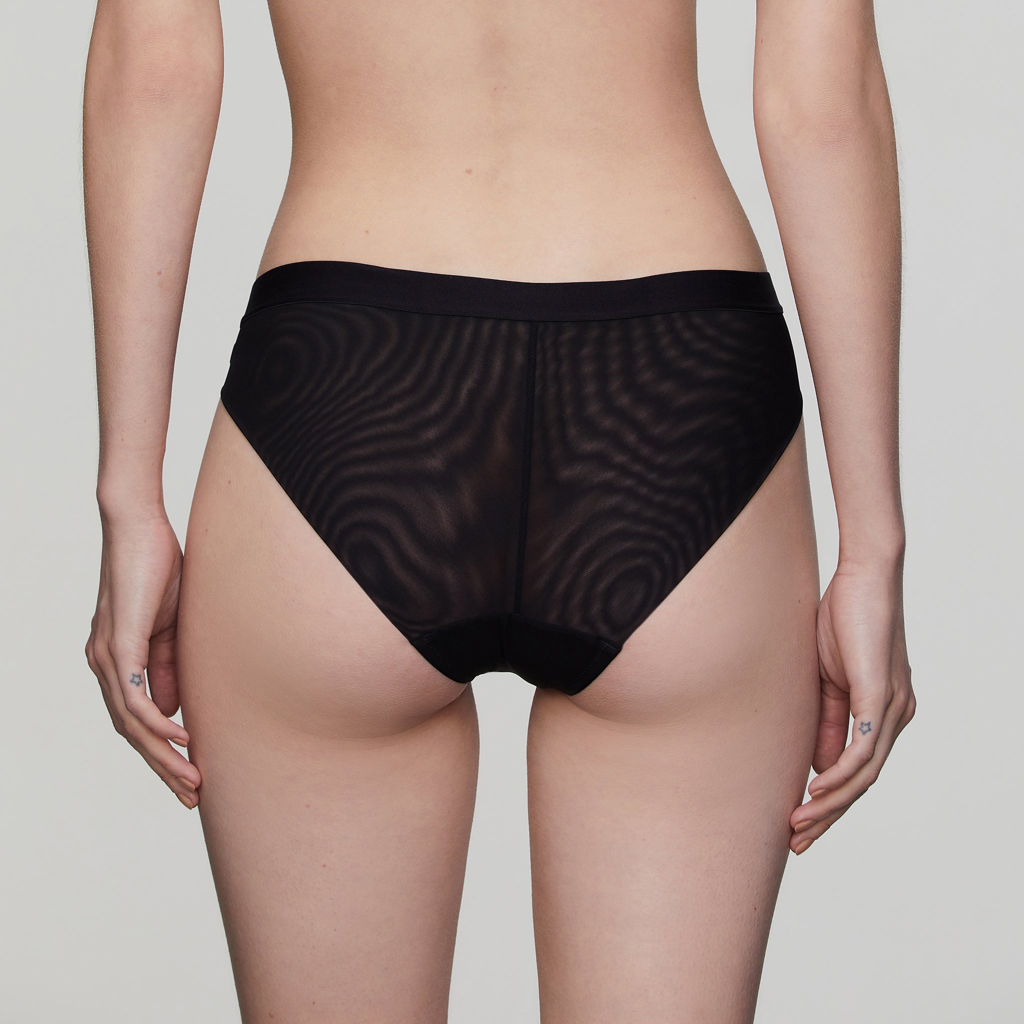 Stretch-Mesh mid-waist Briefs,Black