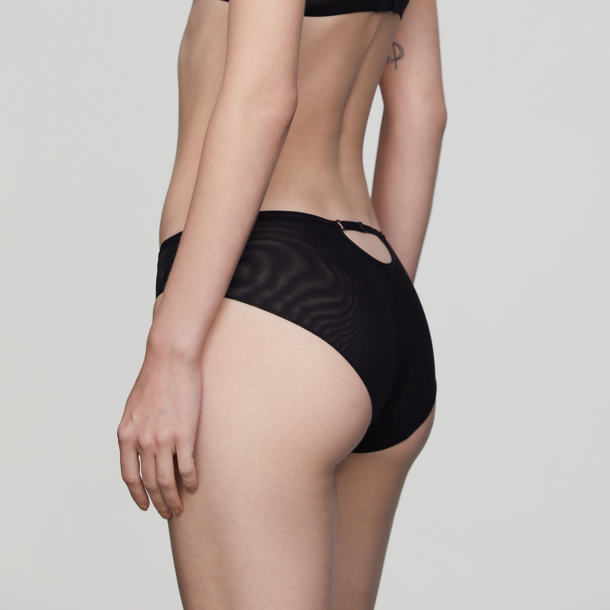 Stretch-Mesh with Strips mid-waist Briefs,Black