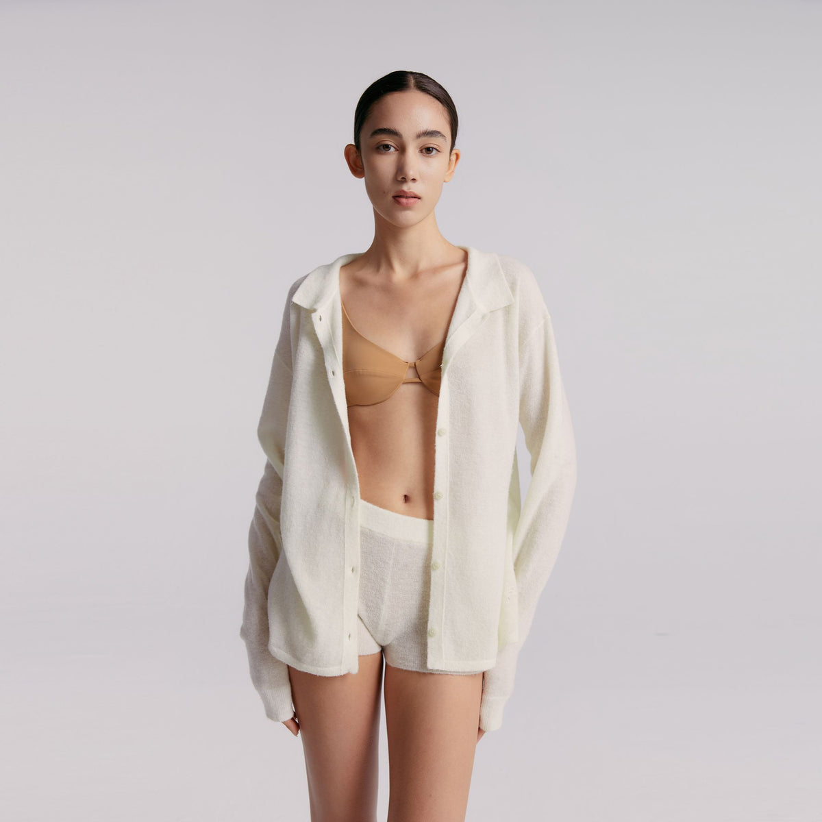 Loose Knitted Shirt,Snow White