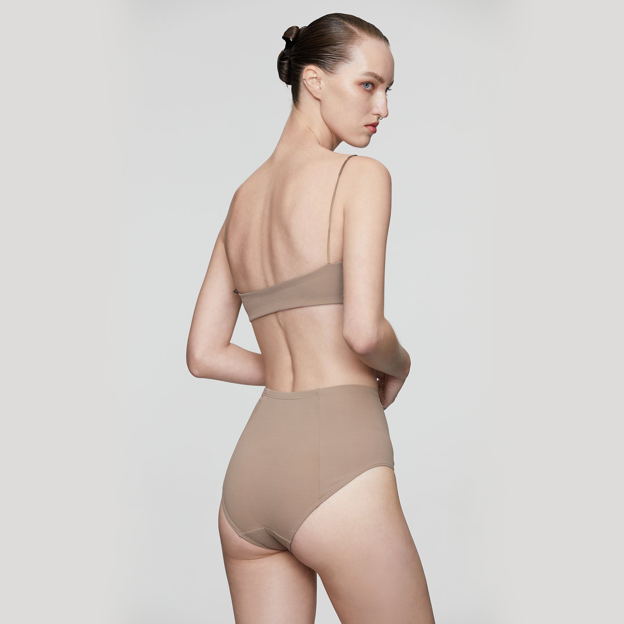 Front String Eco Bralette, Light Brown