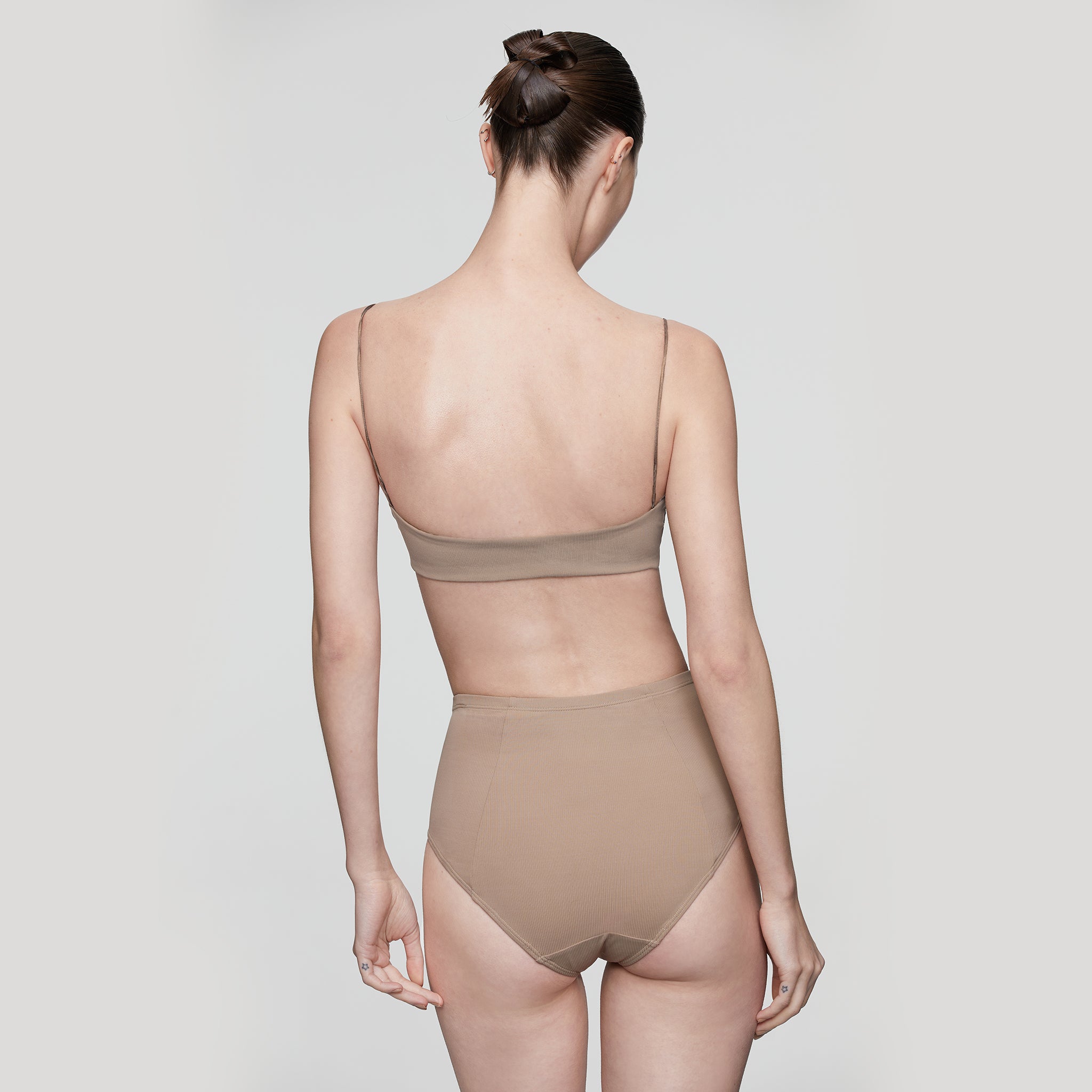 Front String Eco Bralette, Light Brown