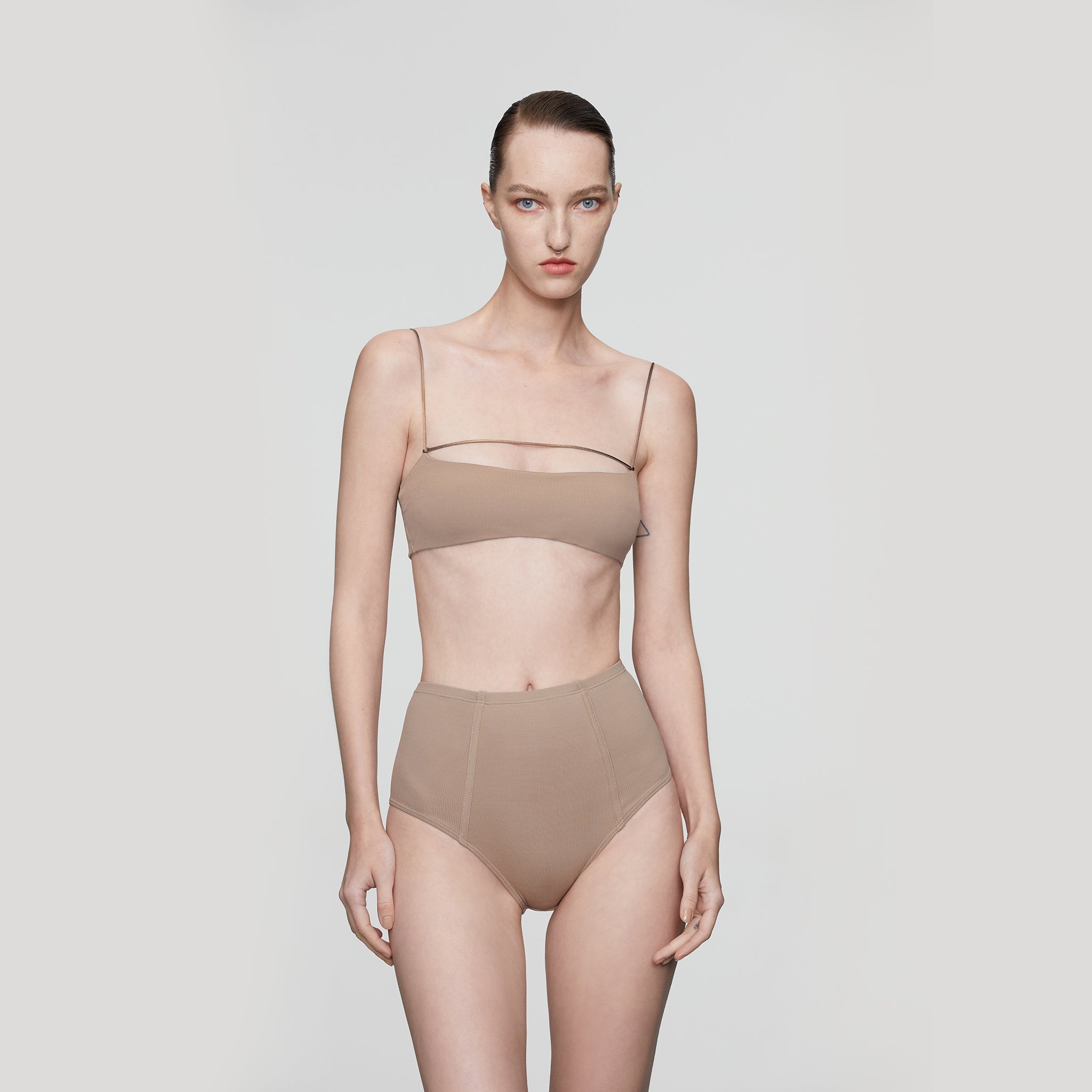 Front String Eco Bralette, Light Brown