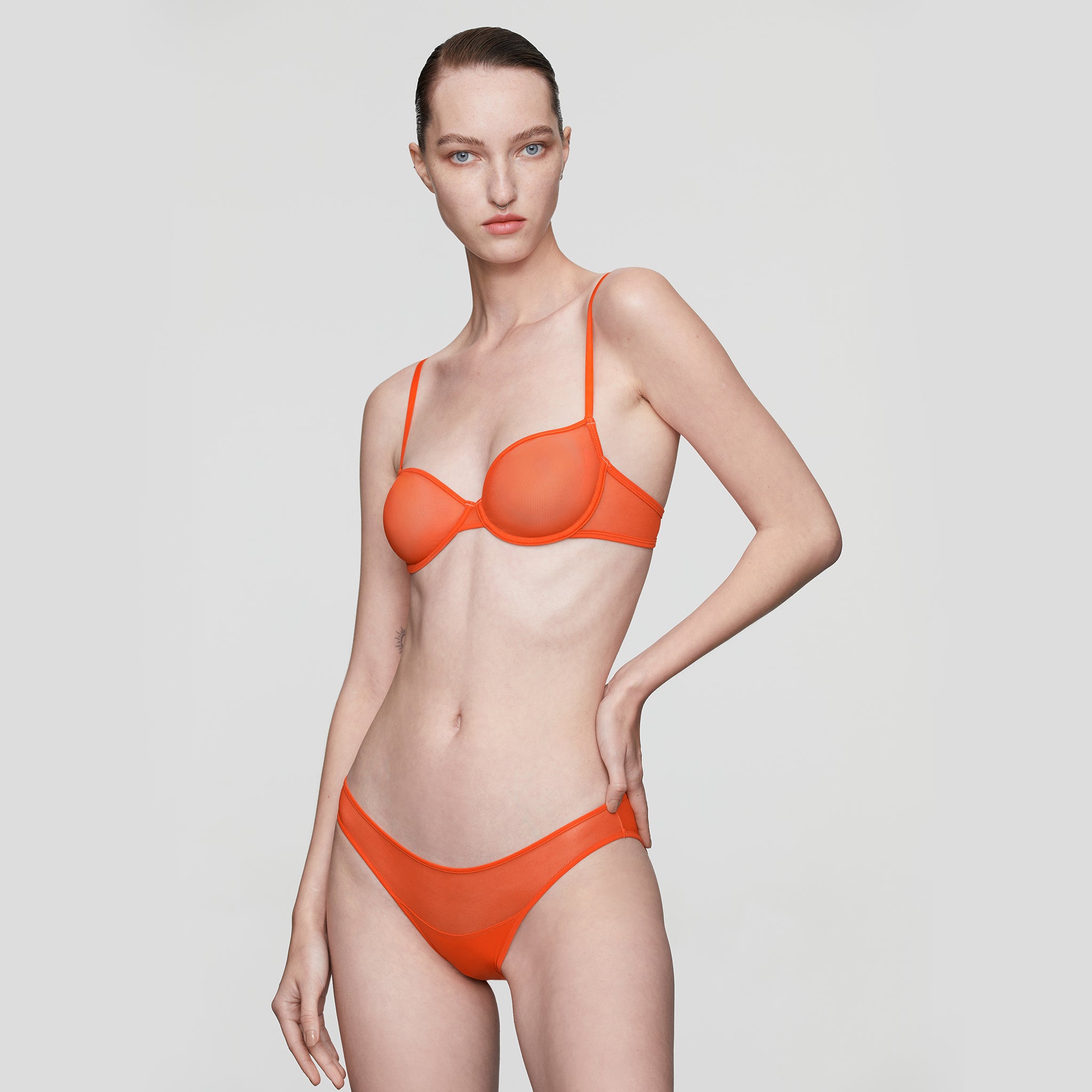 Clean Mesh 3/4 Underwire Bra,Orange