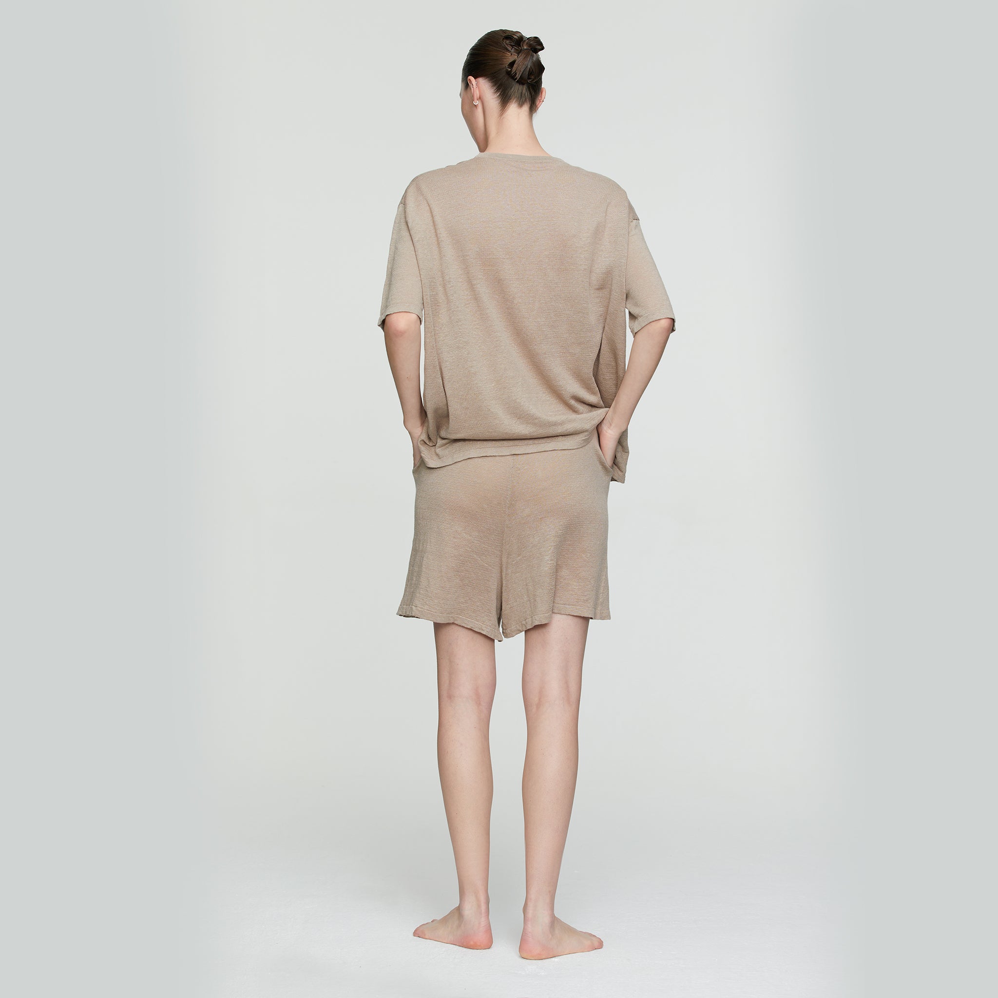 Linen Knit Shorts,Gray