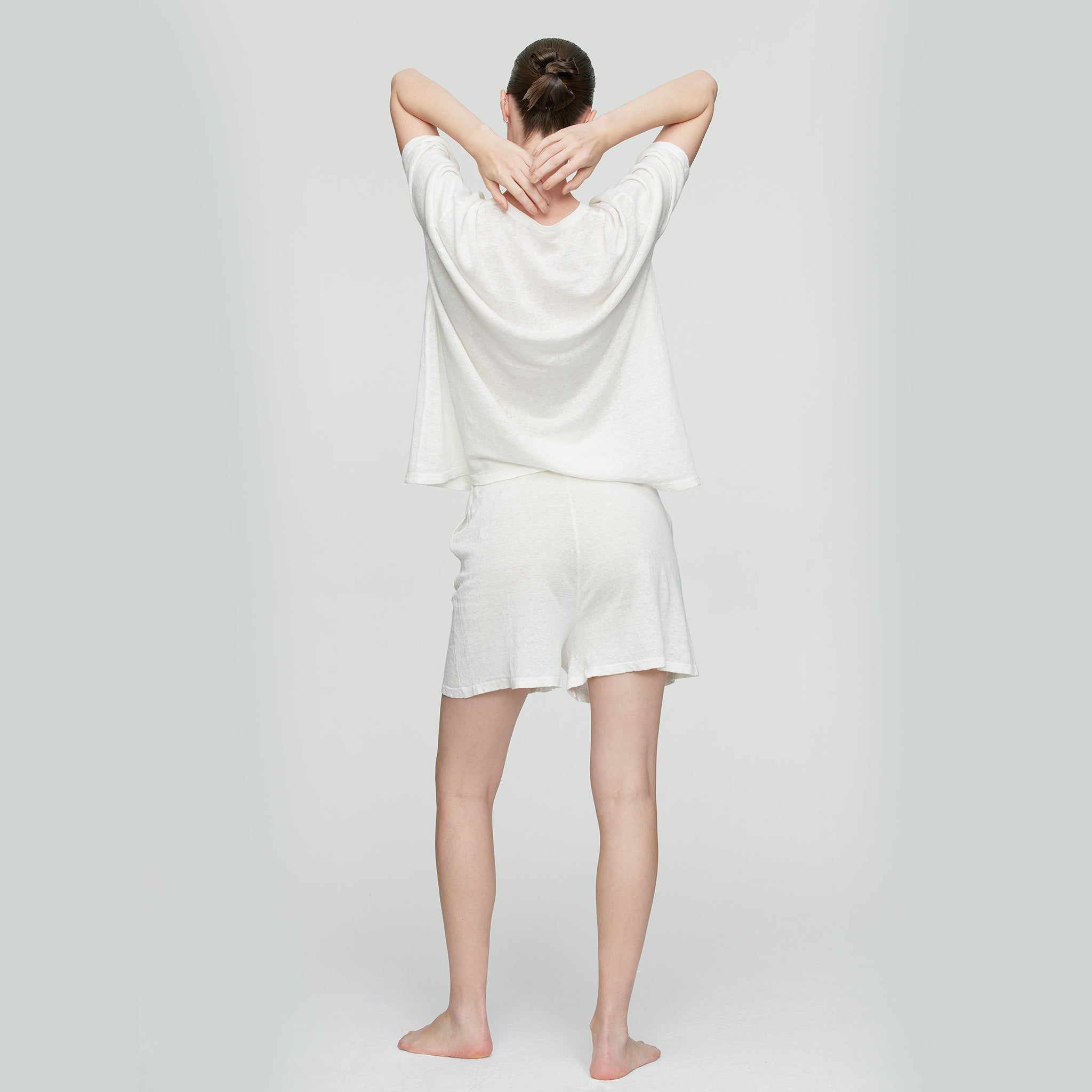 Linen Knit Shorts,White