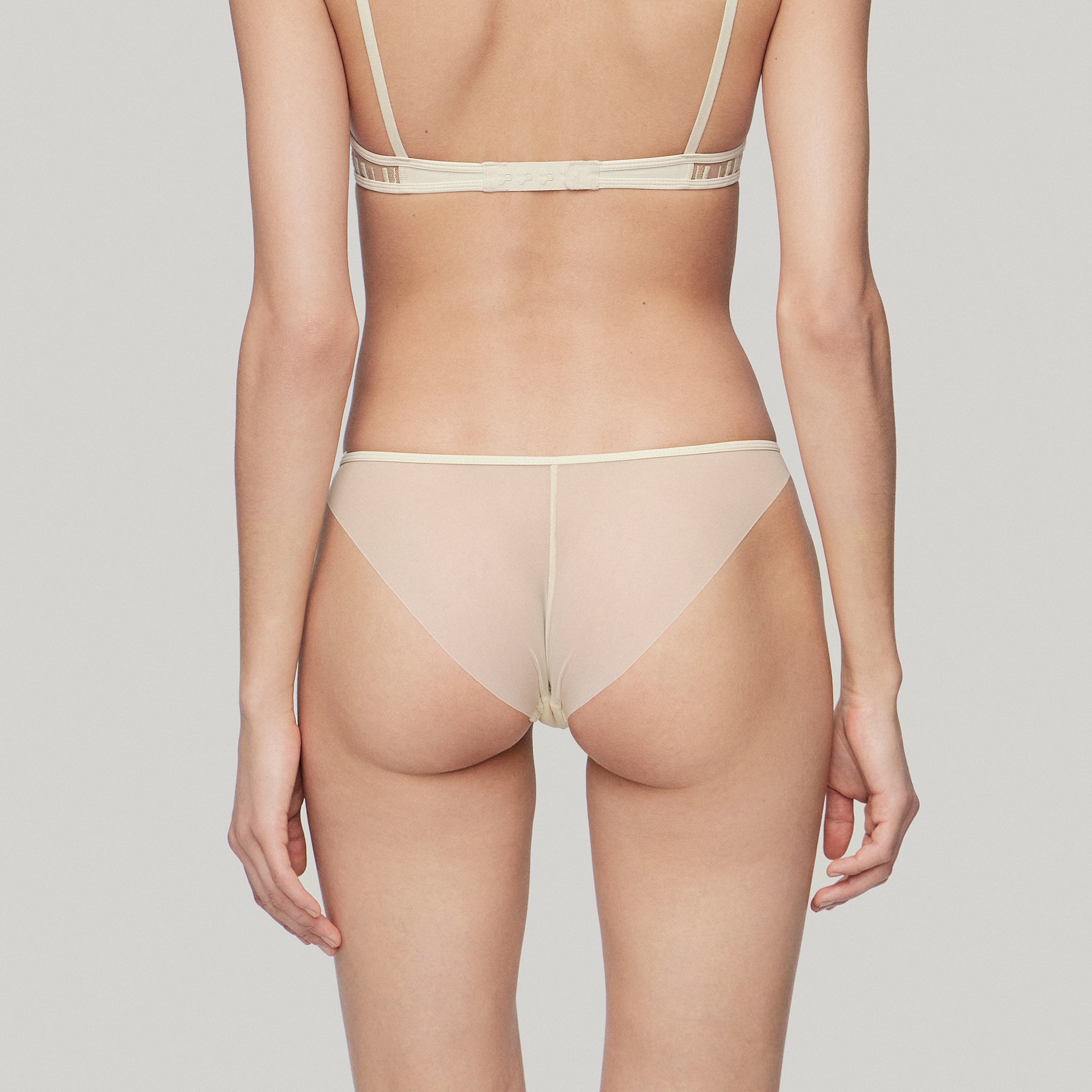 Embroidered Tulle Mid-waist Briefs,Ivory