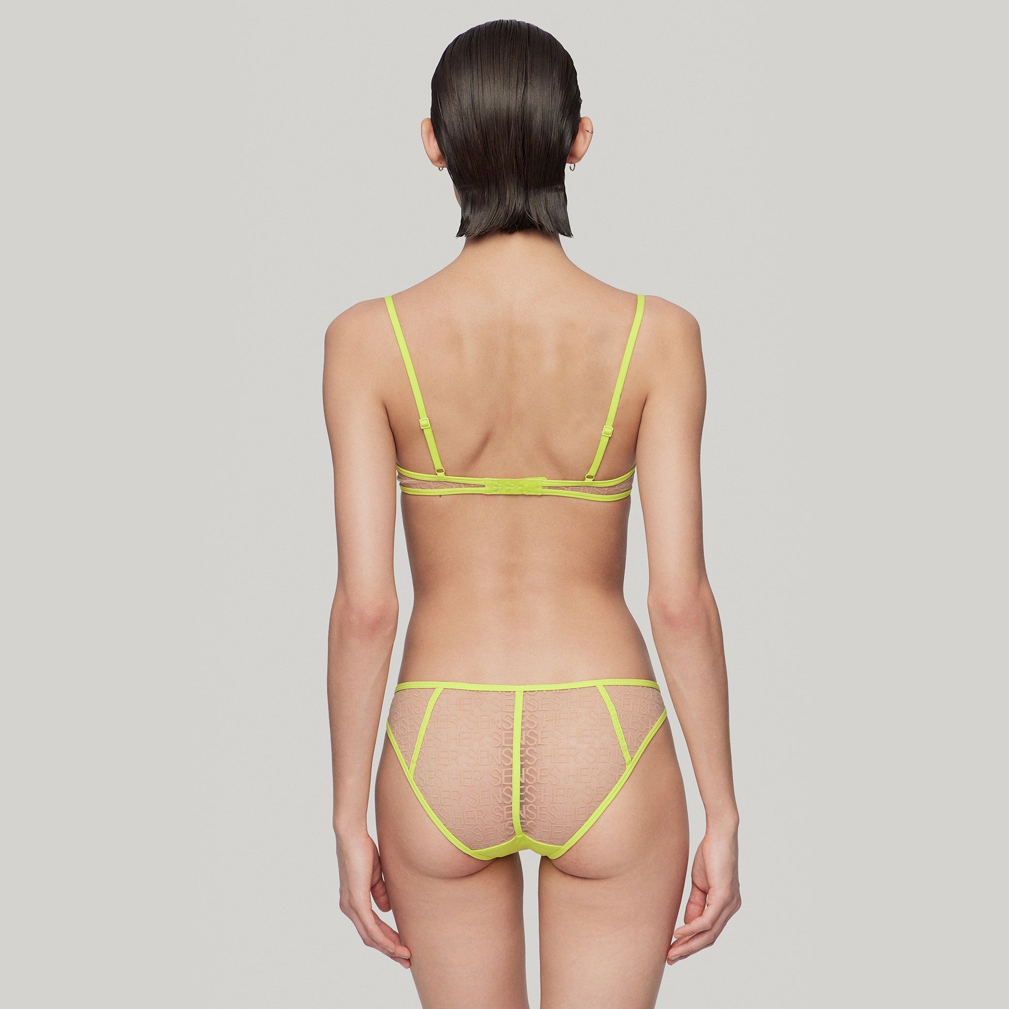 LOGO Mesh 3/4 Underwire Bra,Neon Yellow