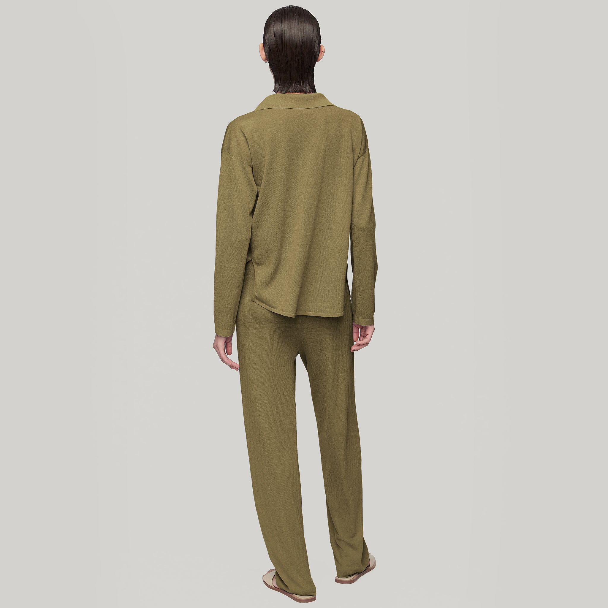 Loose-fitting Knit Pants,Tobacco Green