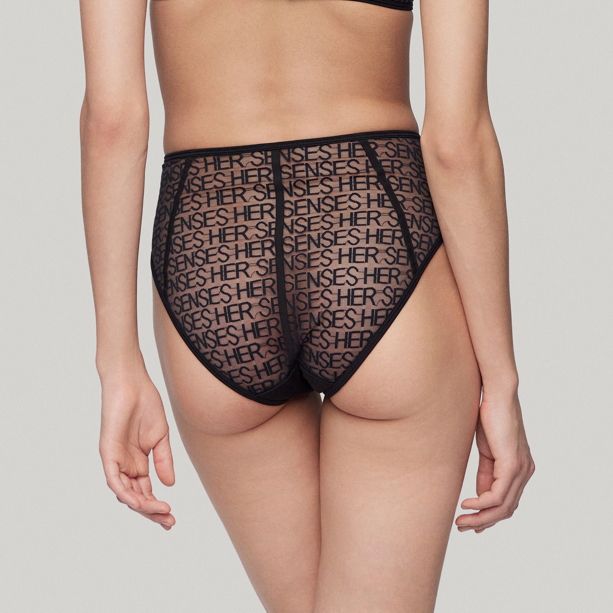 LOGO Mesh High-waist Briefs,Black