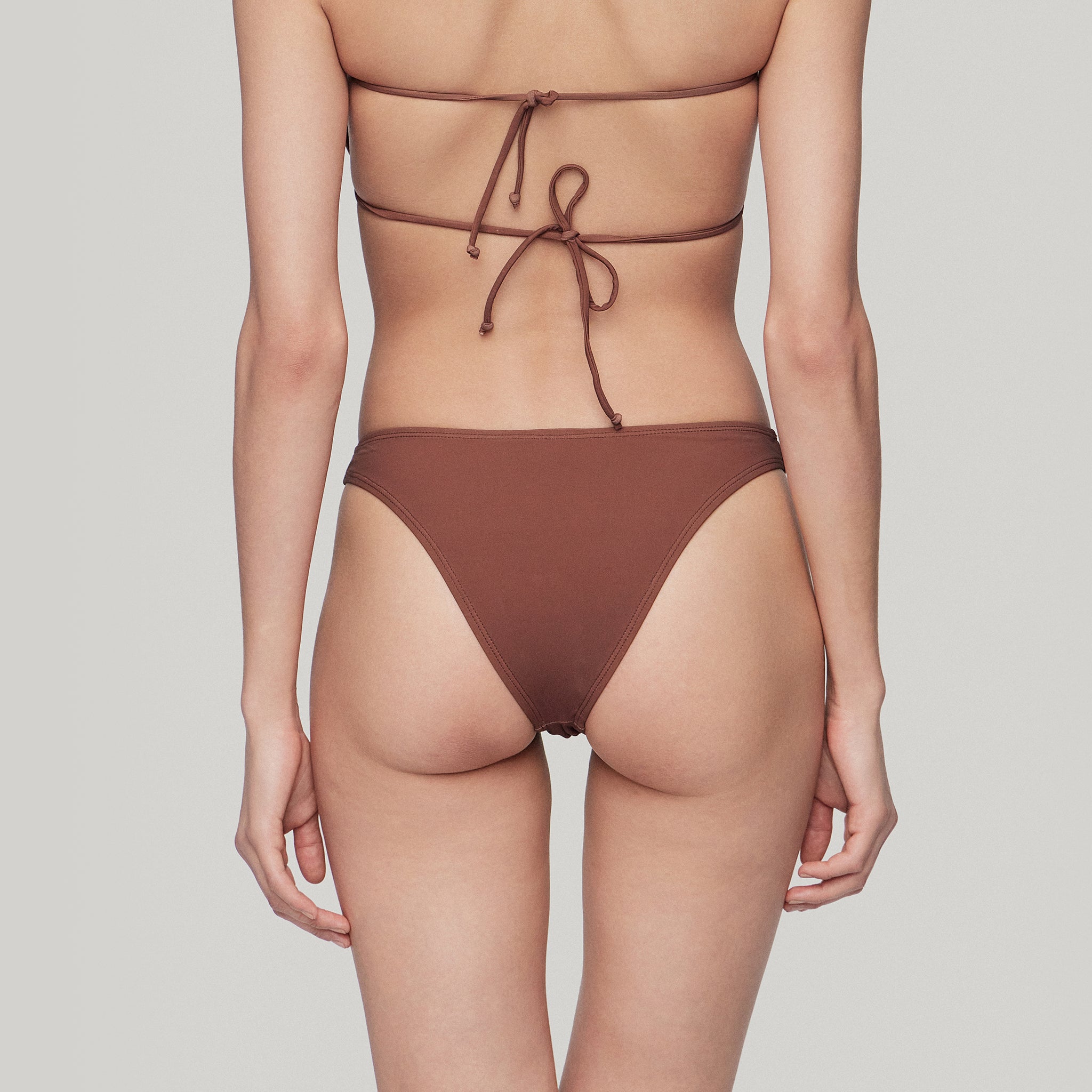 Drawstring Bikini Bottom,Brown