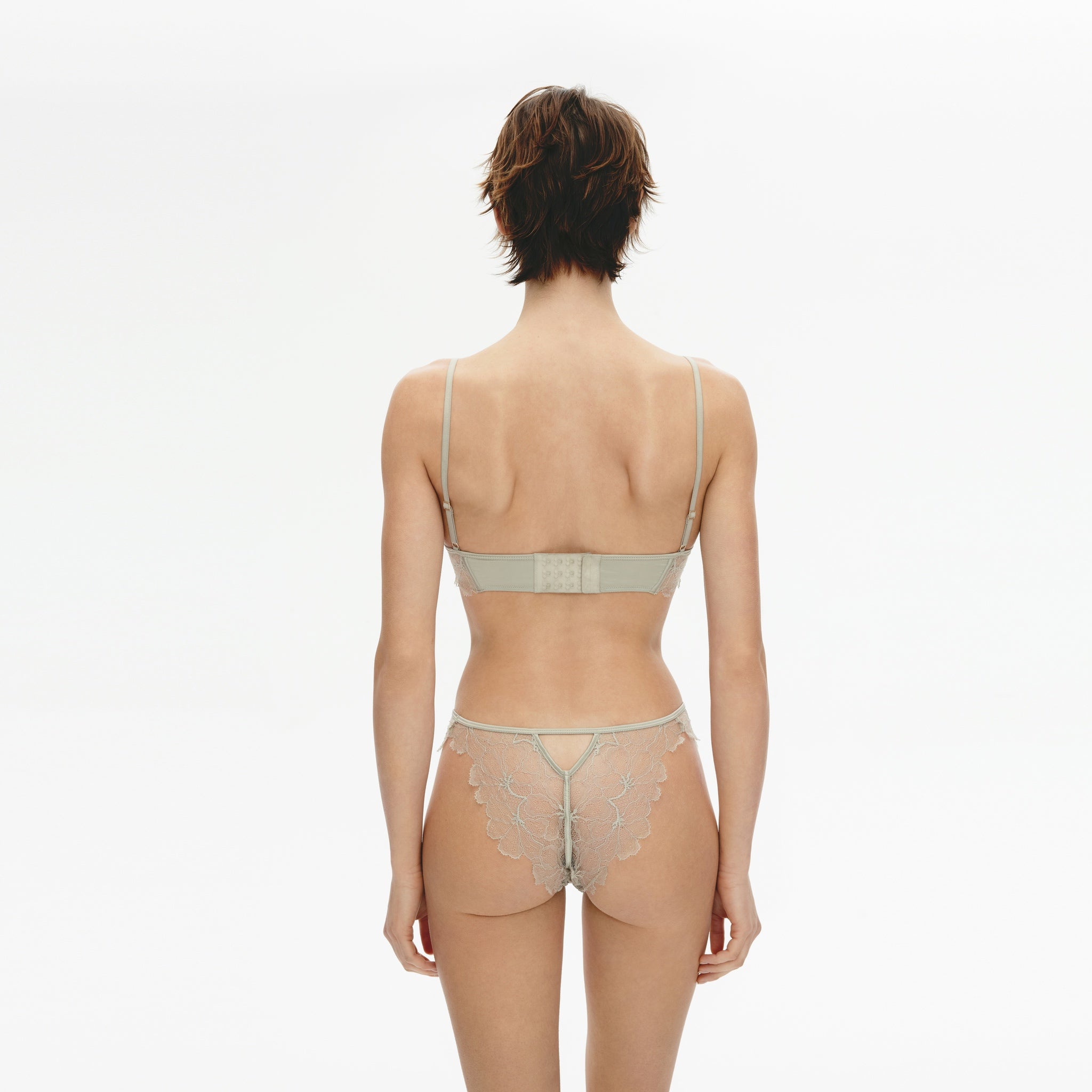 Leavers Eyelash Lace Long Line Bra,Spray Green