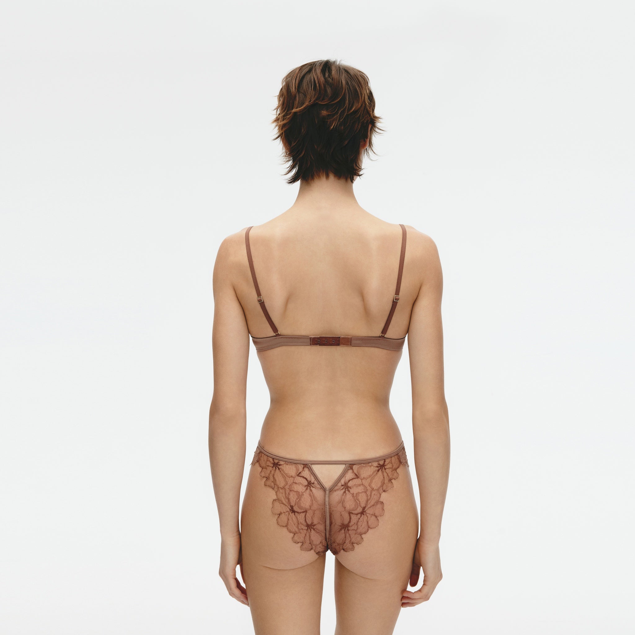 3/4 Leavers Eyelash Lace Underwire Bra,Marsala