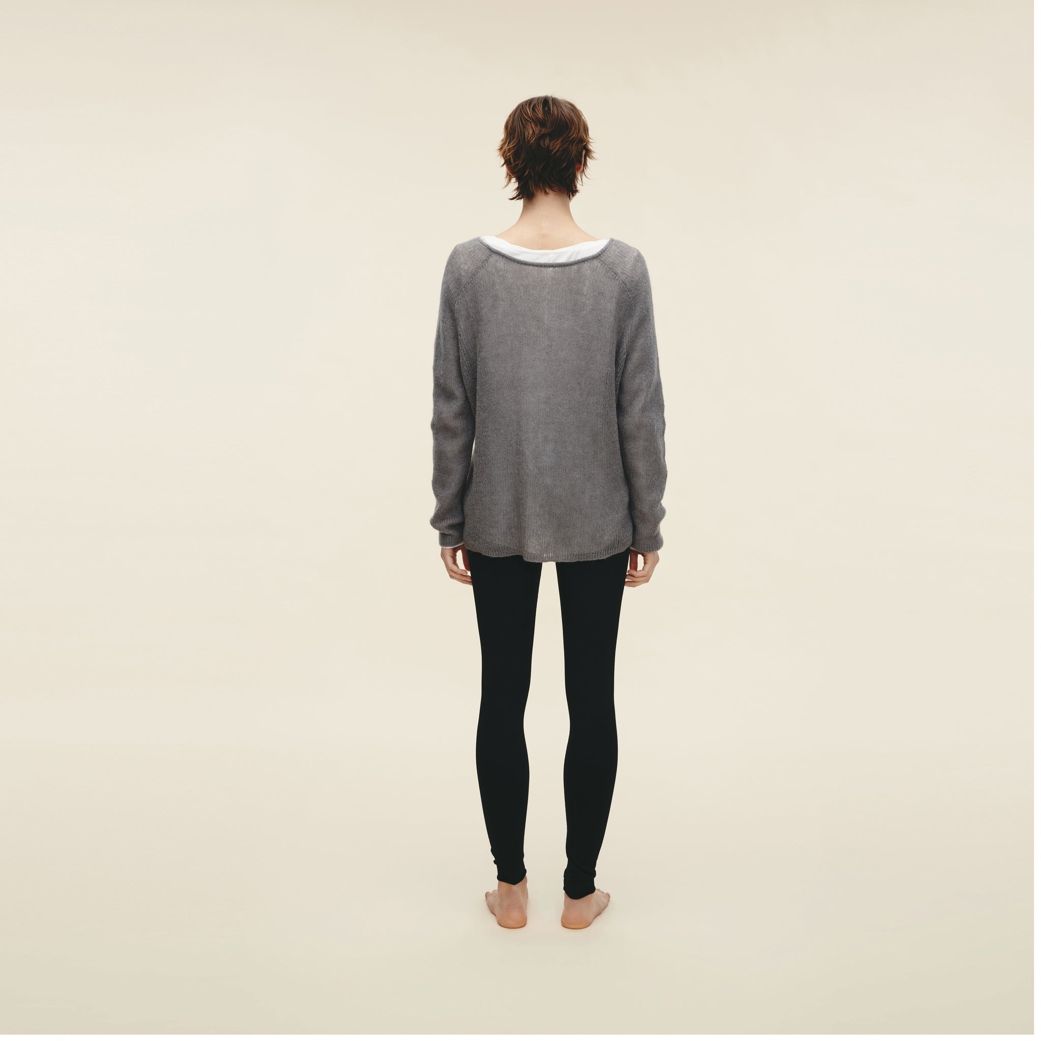 Mohair Blend Boat Neck Oversized Pullover,Dove Gray