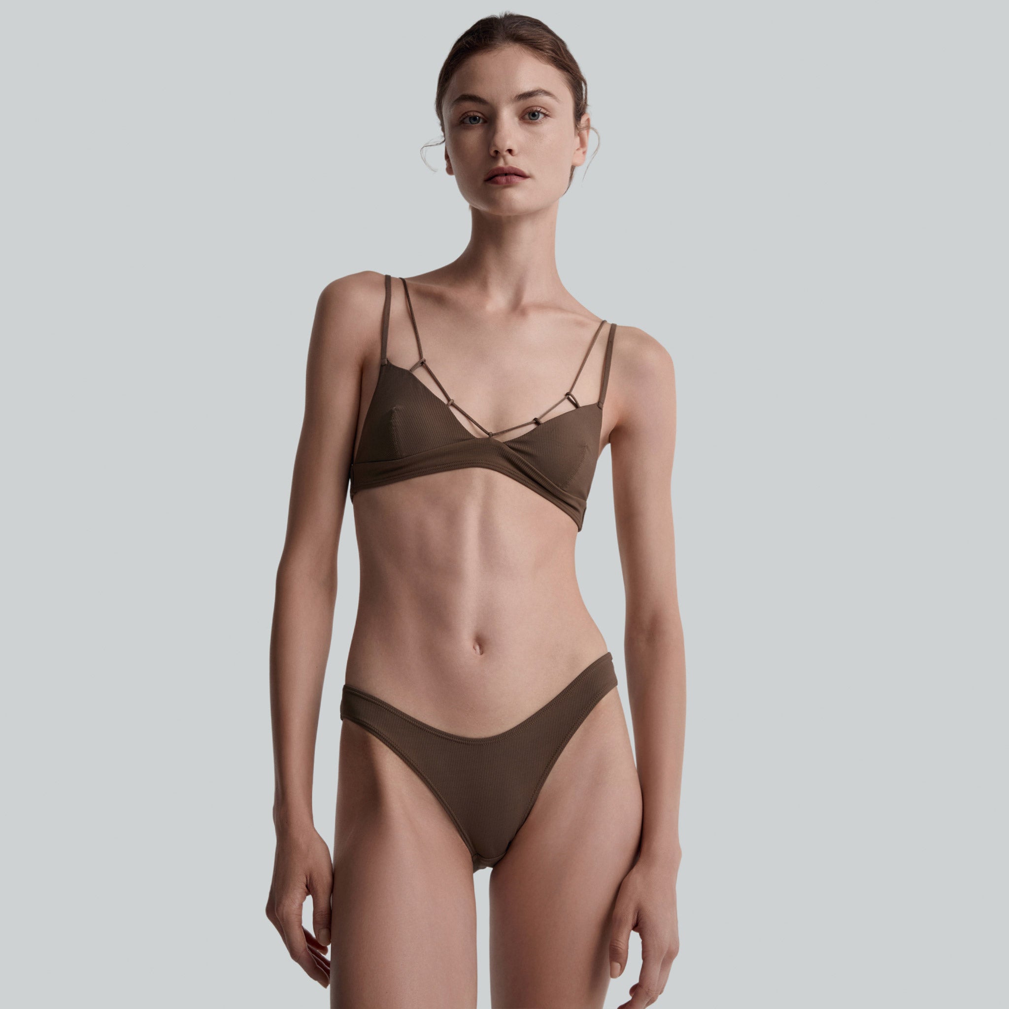 Wireless Triangle Bralette, Coffee