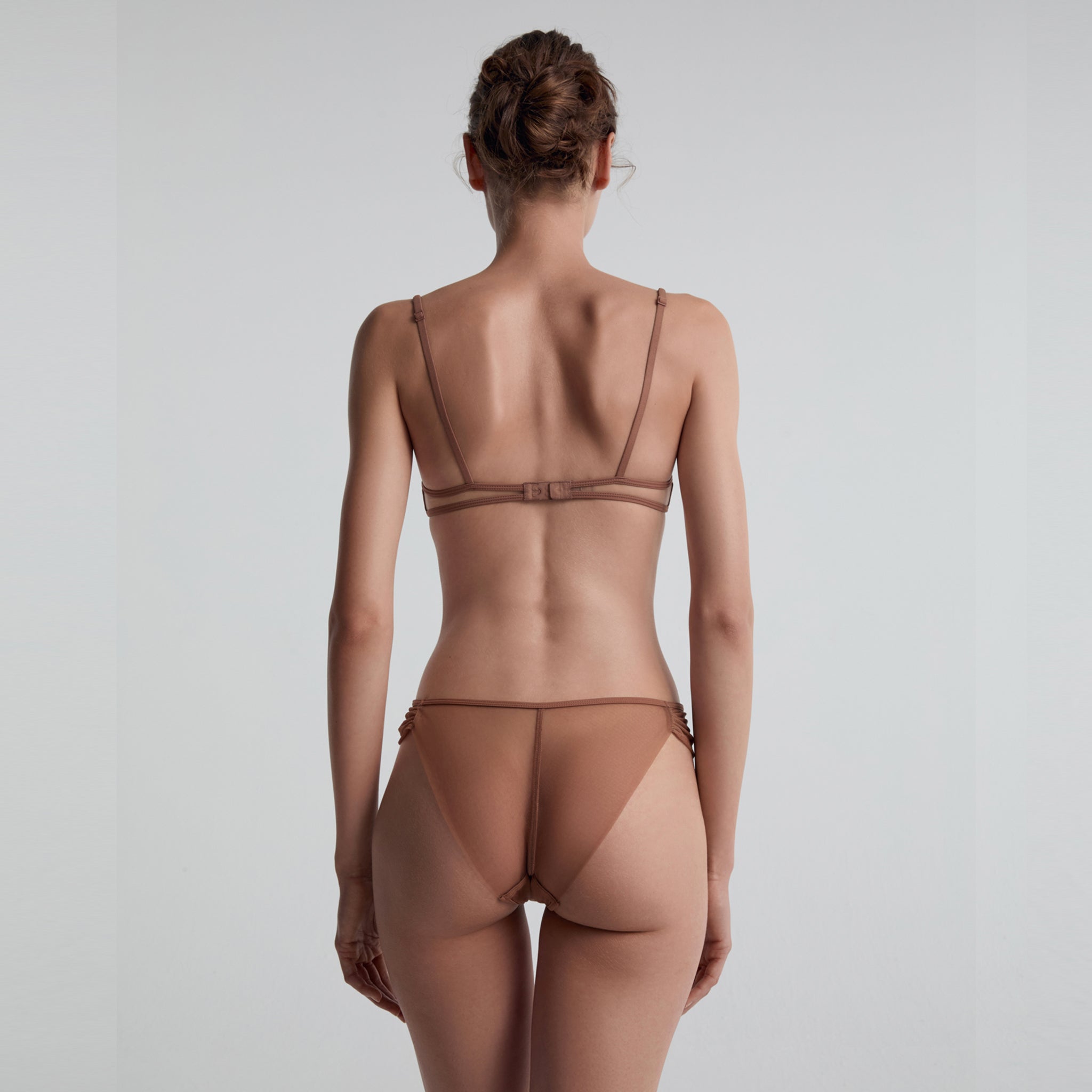 Silk-mesh Demi Underwire Bra, Toffee