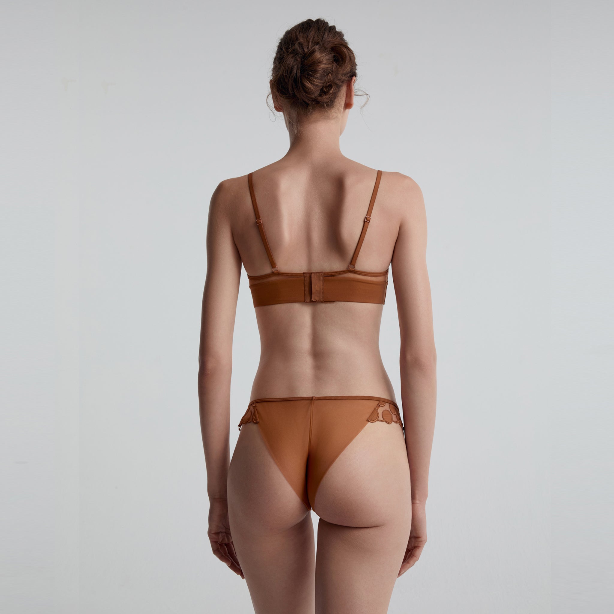 Embroidery Underwire Bra, Pumpkin Orange