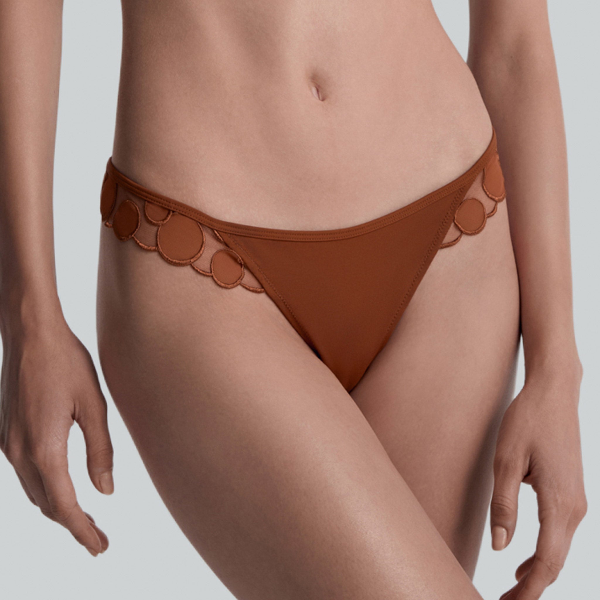 Embroidery Mid-rise Brief, Cinnamon