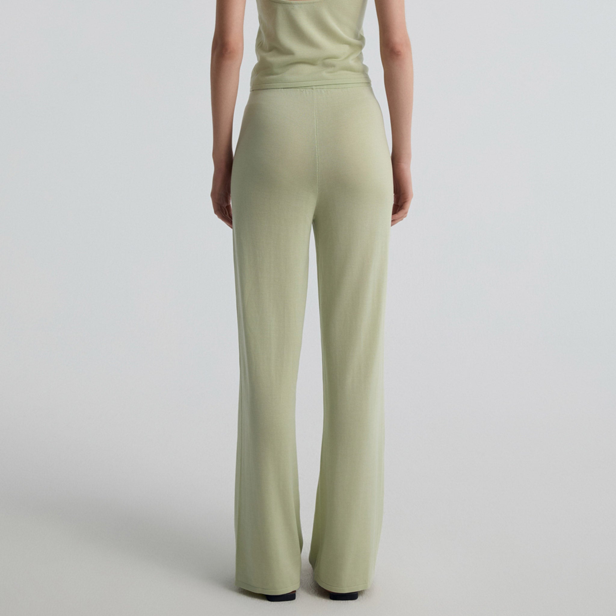 Drawstring Knit Pants, Apple Green