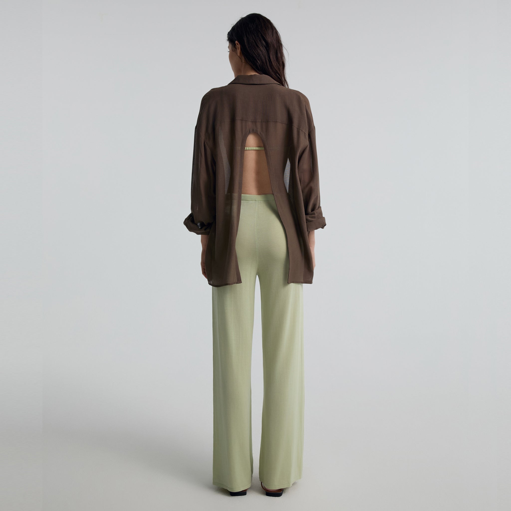 Open Back Shirt, Espresso
