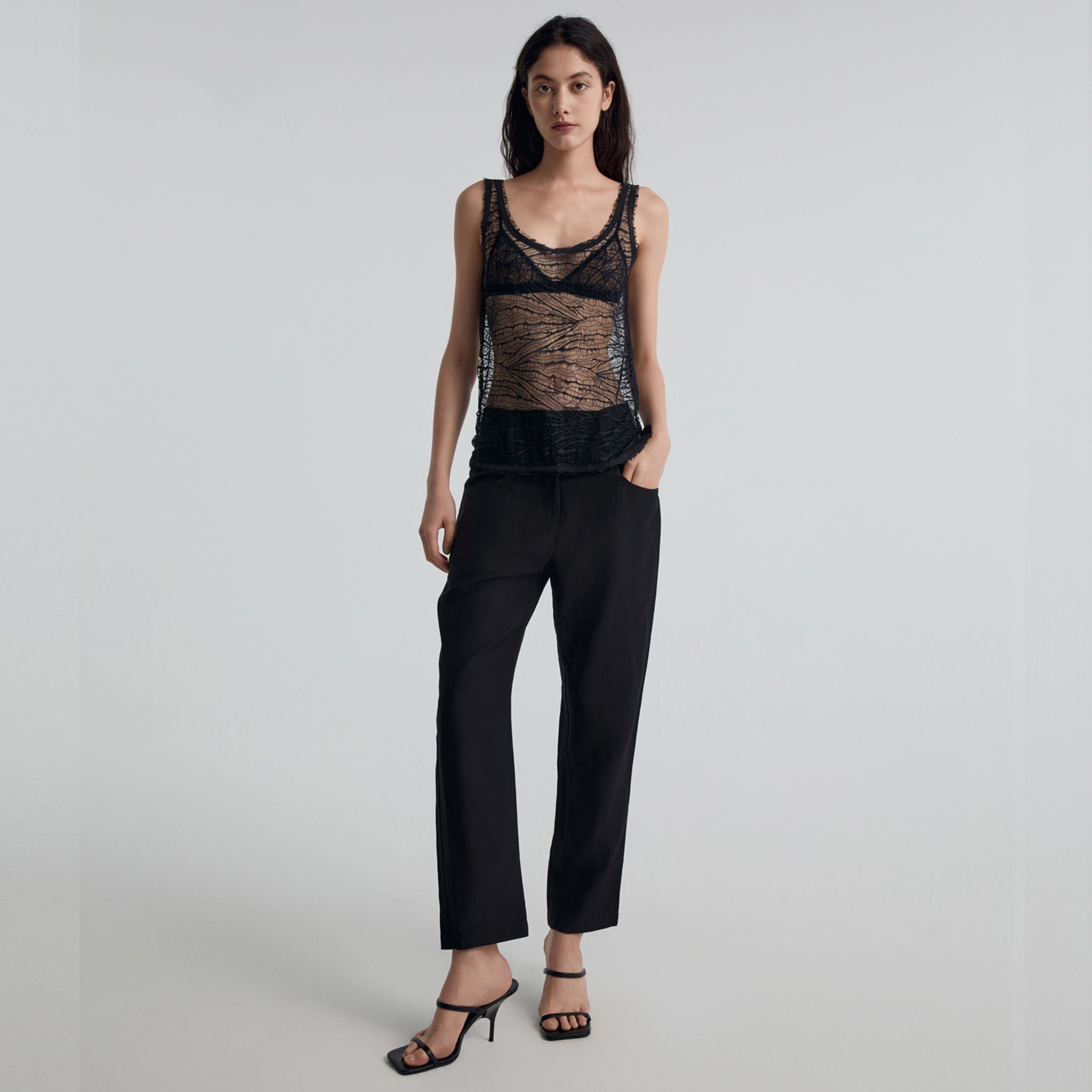 Lace Tank Top, Black