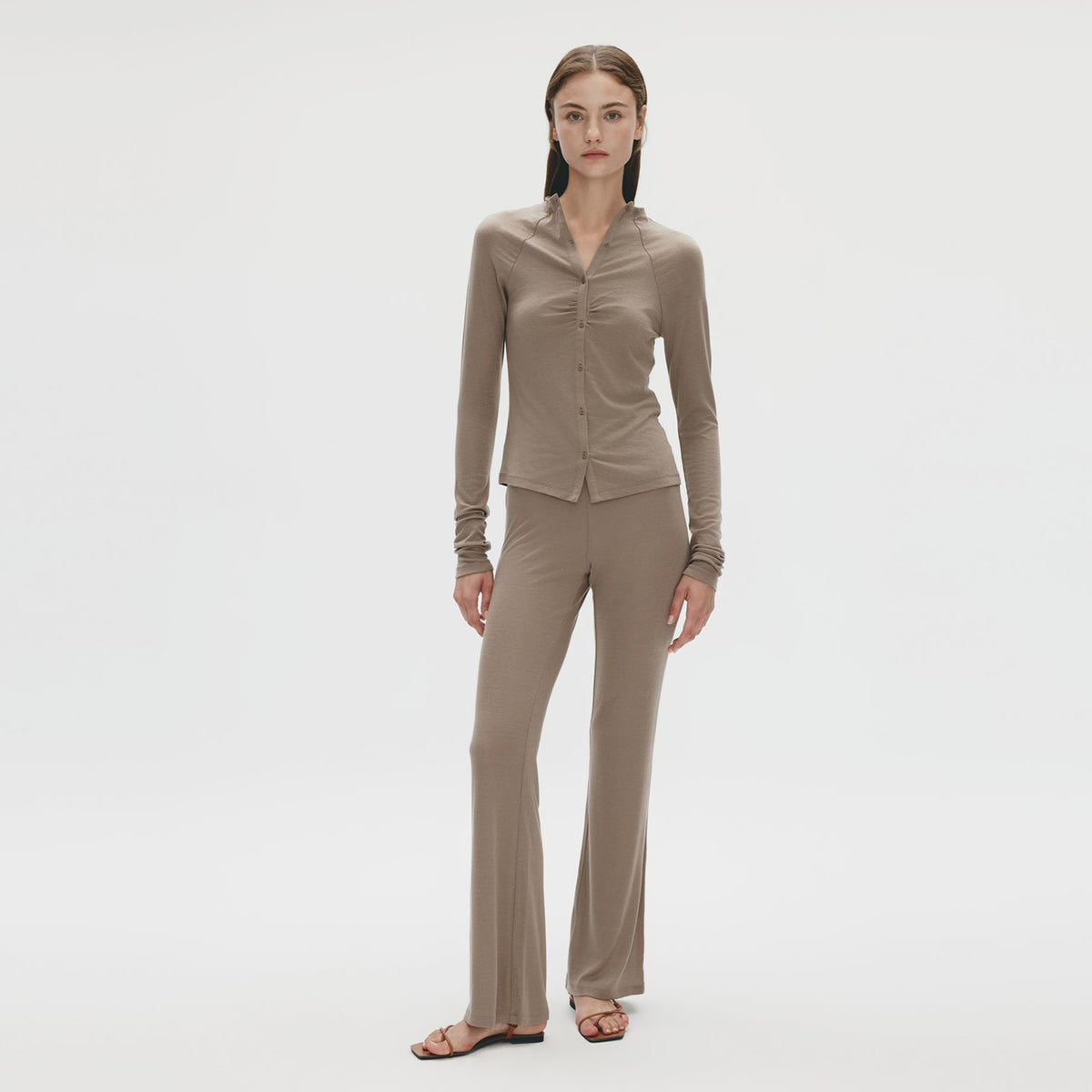 Highneck Raglan Jersey Cardigan,Stone Grey